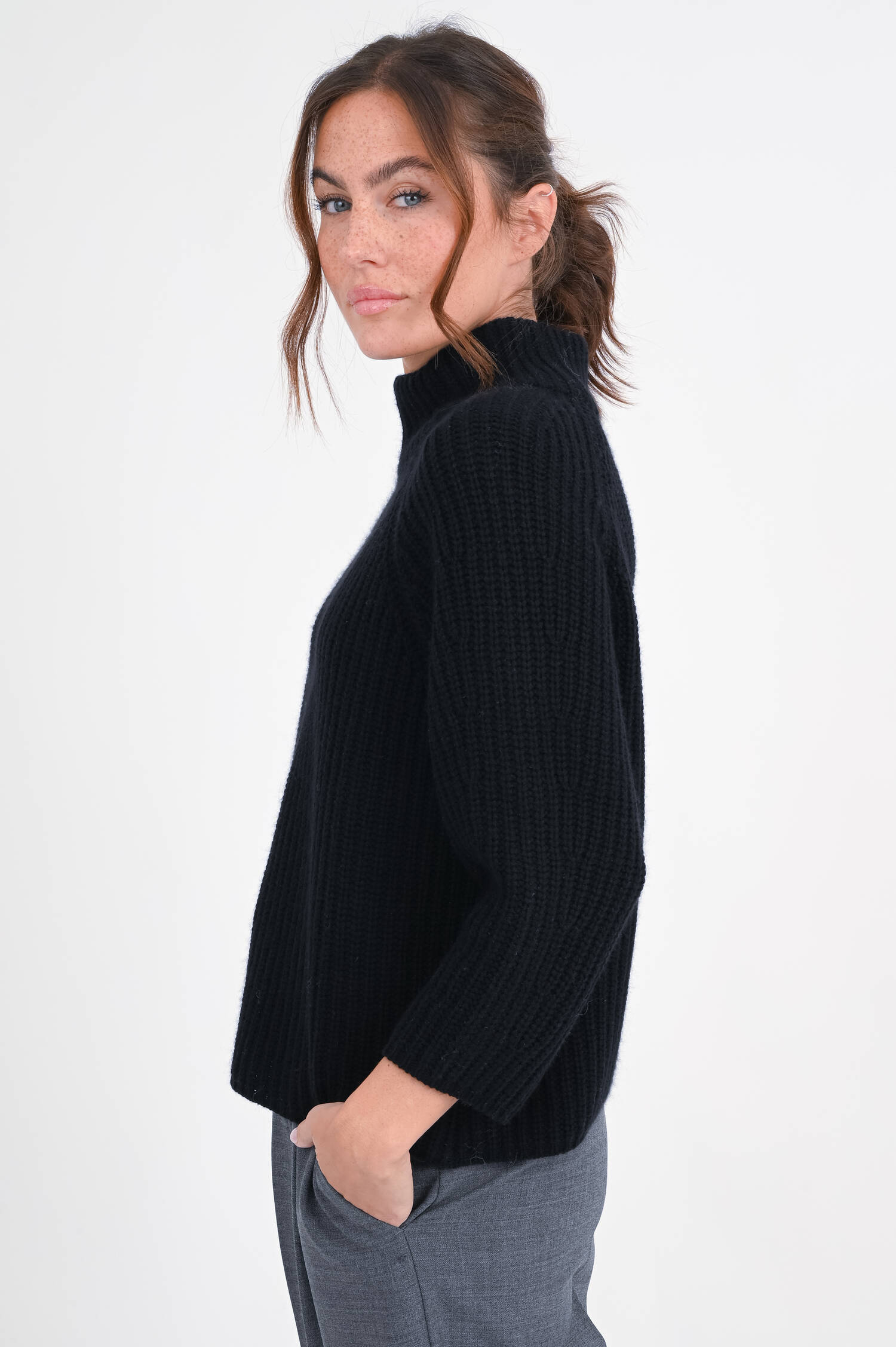 Woll-Cashmere Pullover in Schwarz