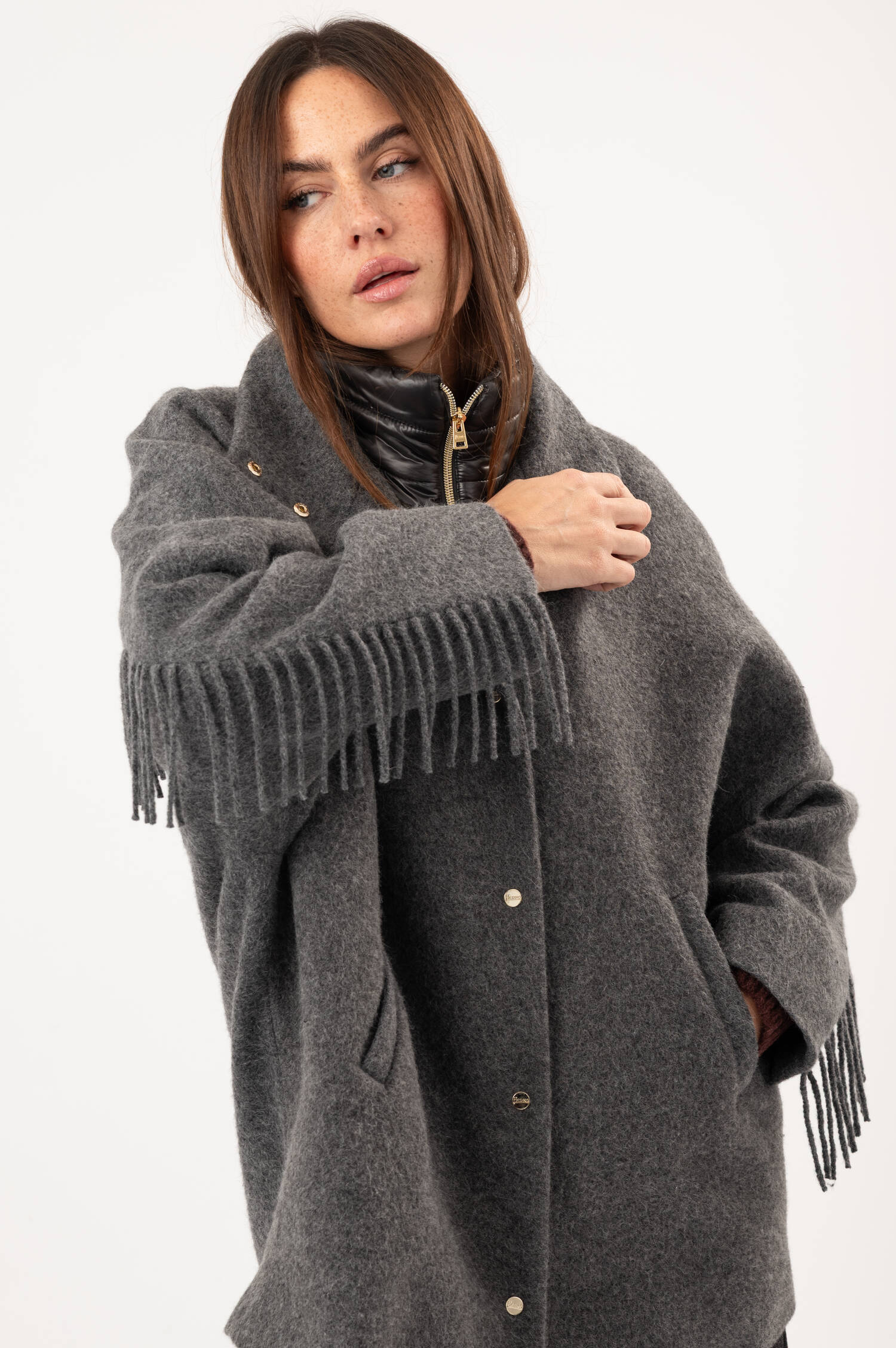 Woll-Mix-Jacke in Dunkelgrau