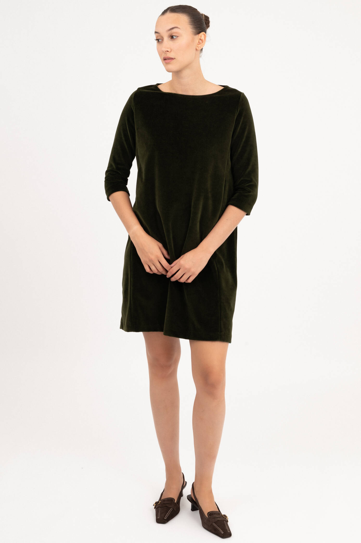 Samtkleid in Grün