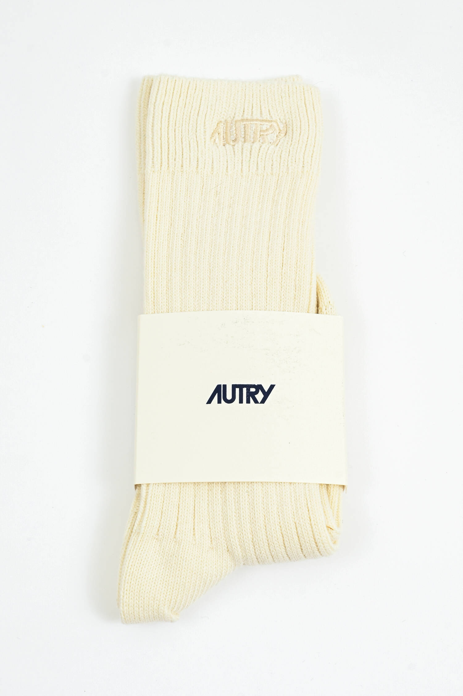 Hohe Strümpfe mit Rippstrick in Weiß