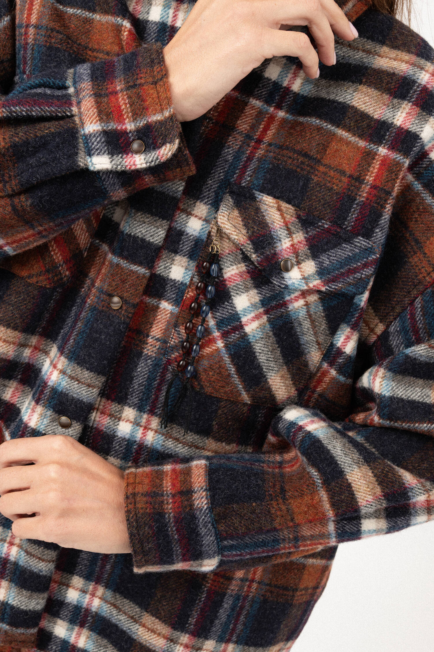 Woll-Flanell-Jacke in Braun/Blau Woll-Flanell-Jacke in Braun/Blau