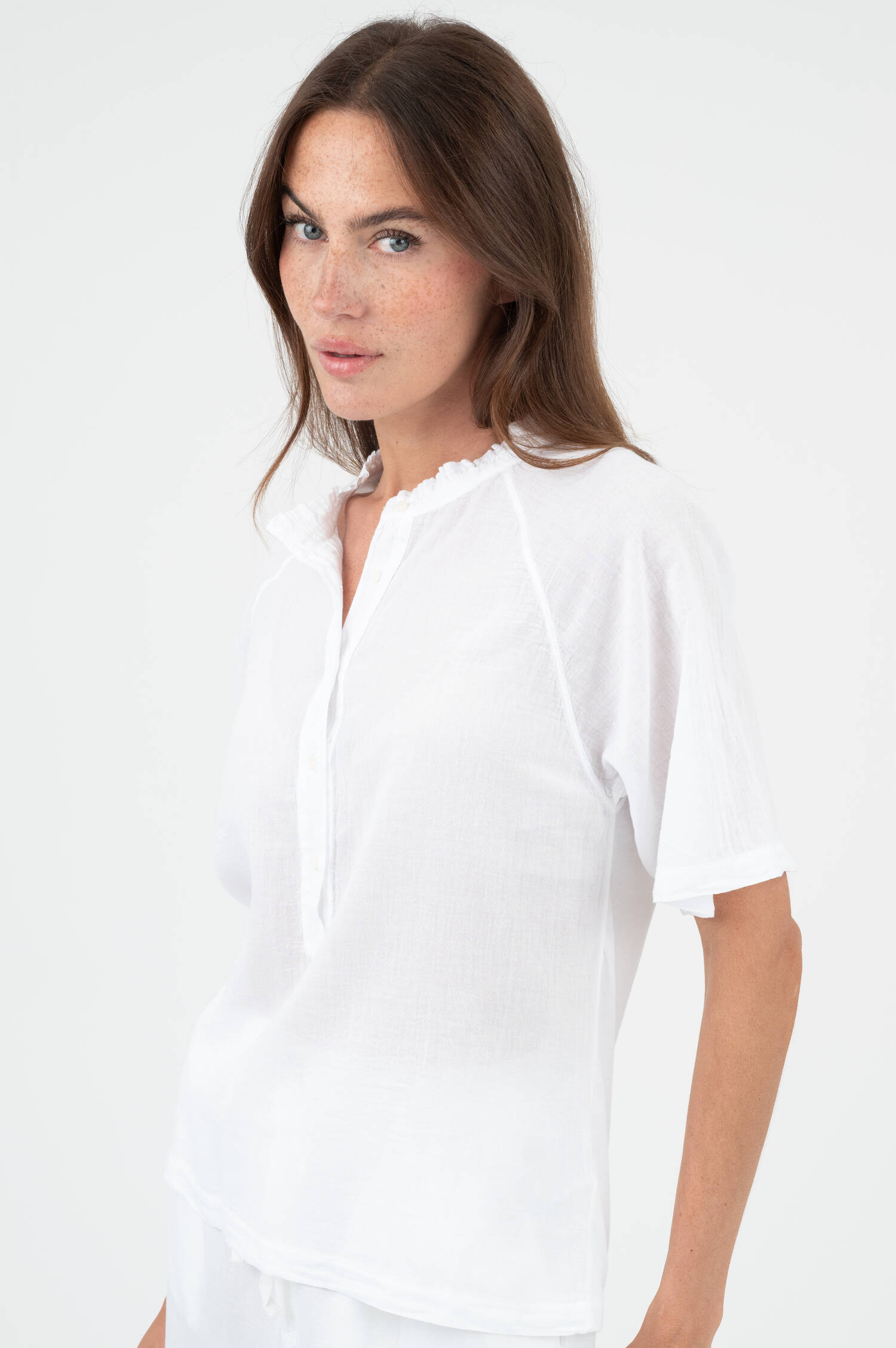 Kurzarm Bluse in Weiß