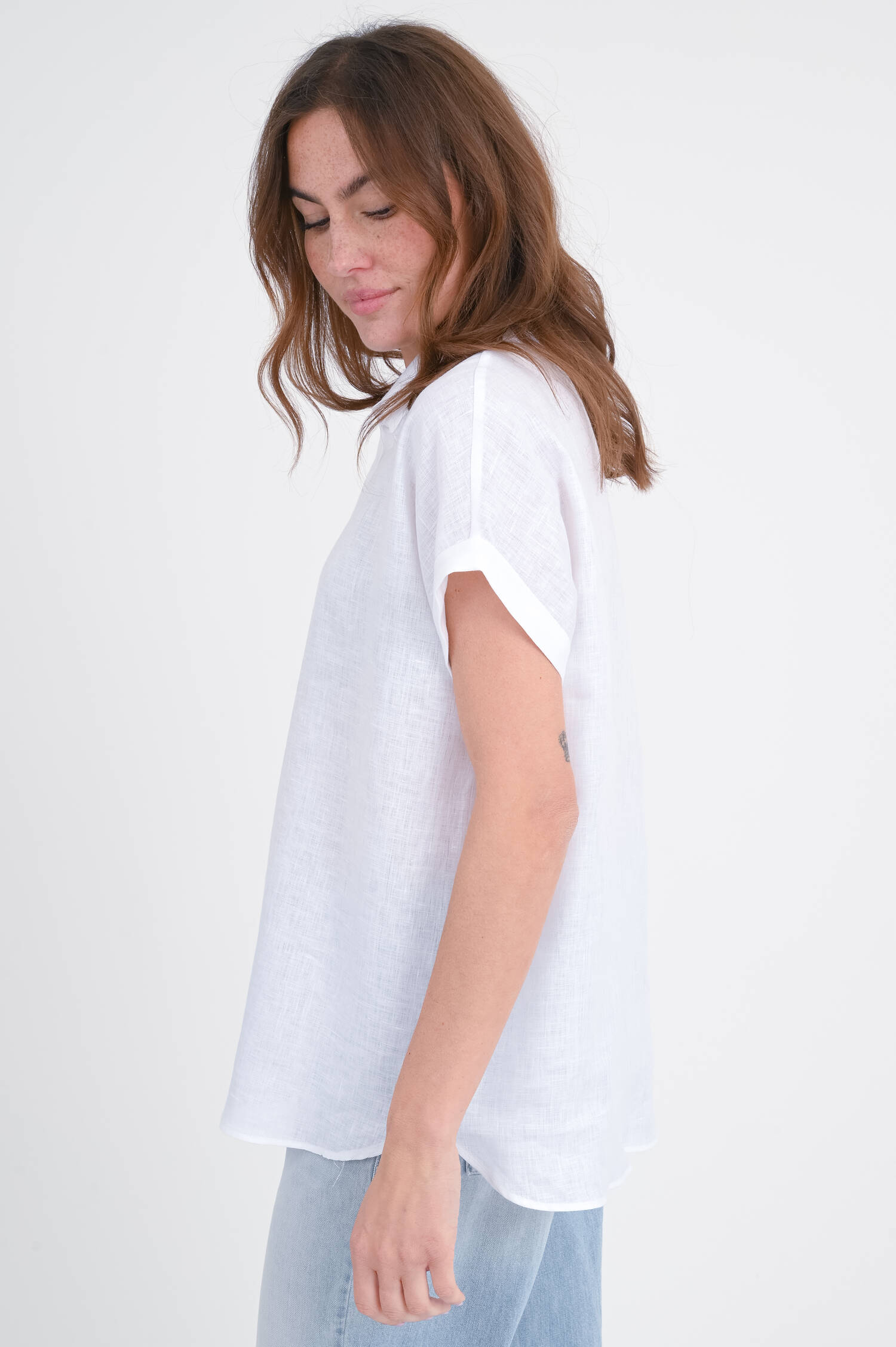 Bluse MENA aus Leinen in Weiß