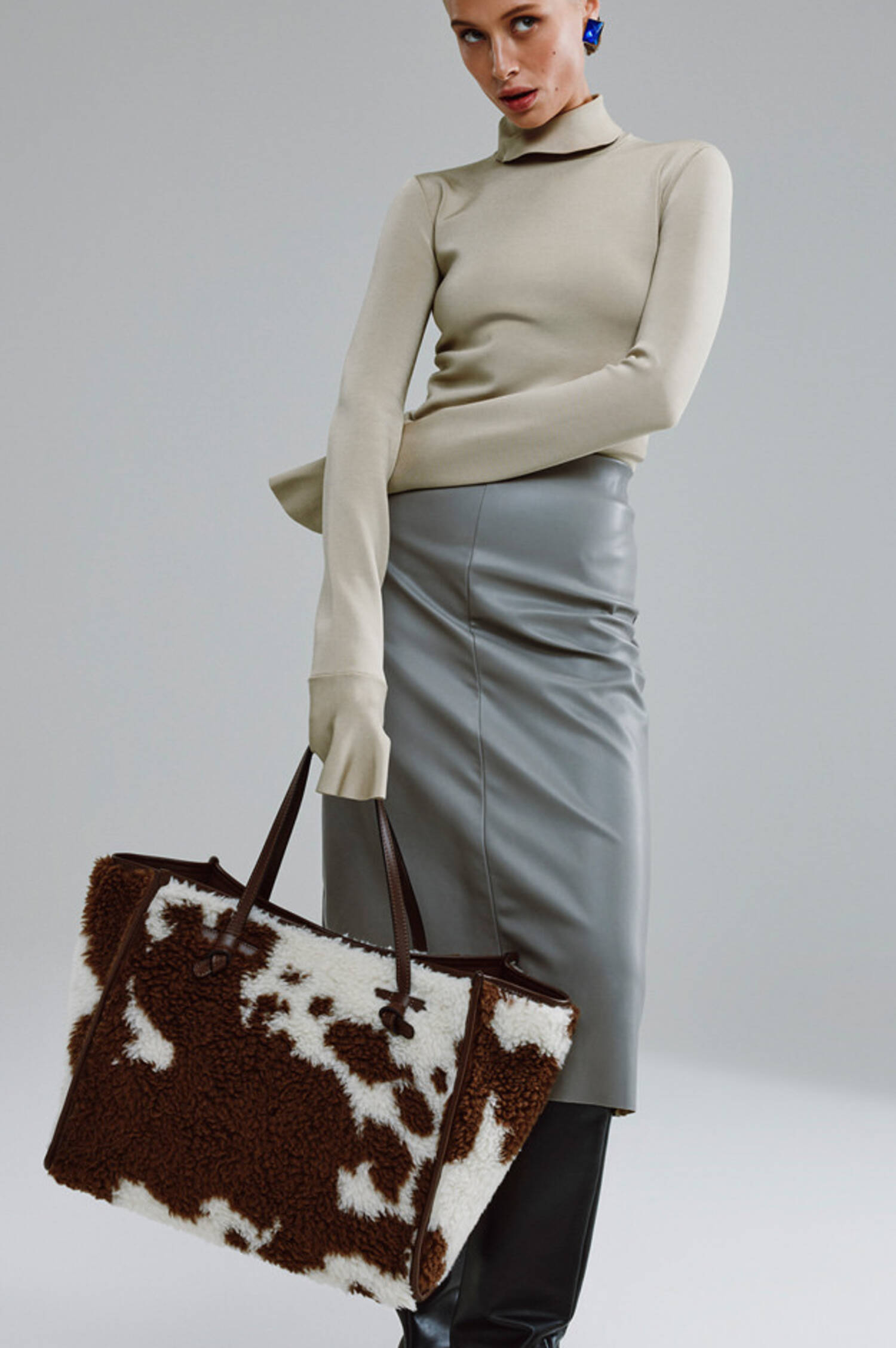 Tote Bag COW in Creme/Braun