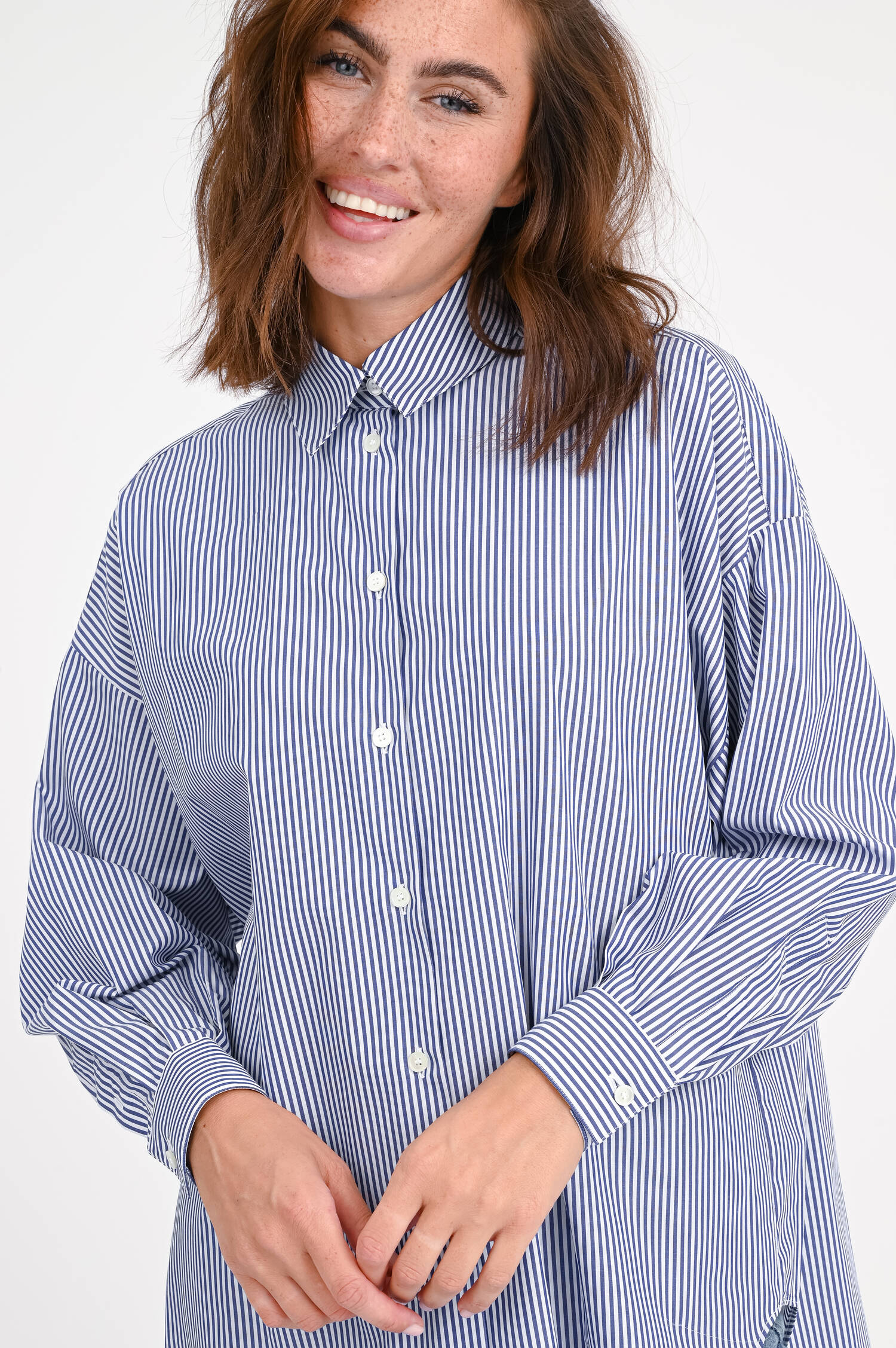 Oversize-Bluse GIORGIA in Navy/Weiß gestreift