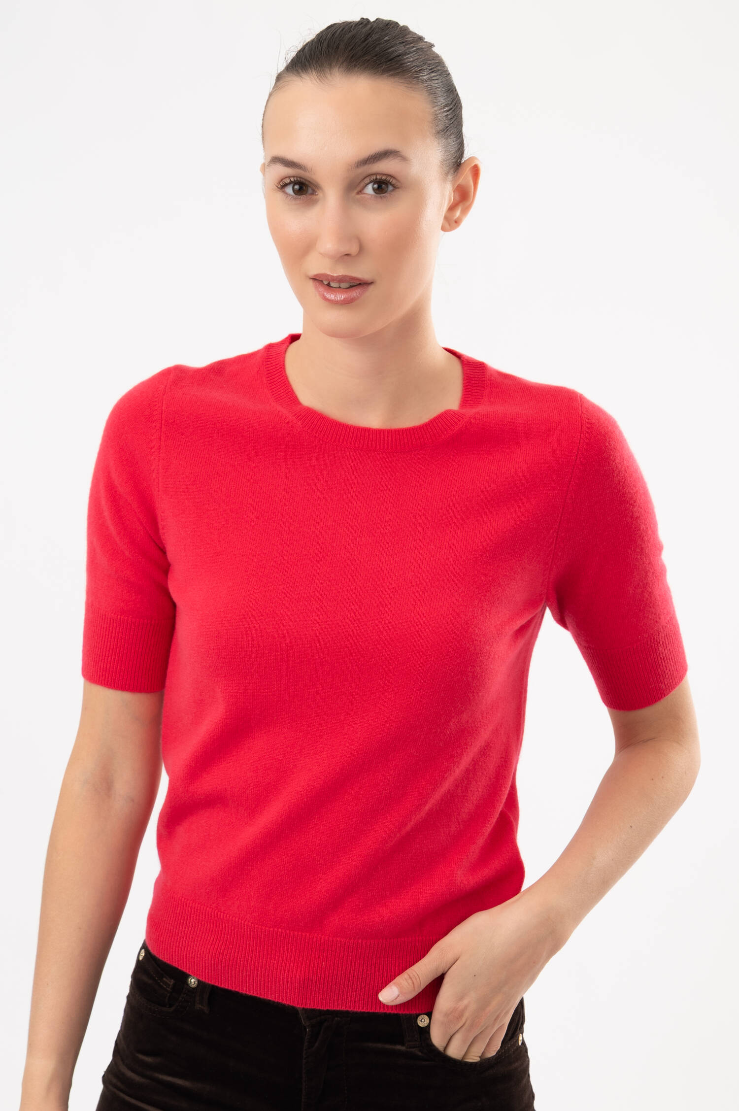 Cashmere-Pullover in Himbeerrot Cashmere-Pullover in Himbeerrot