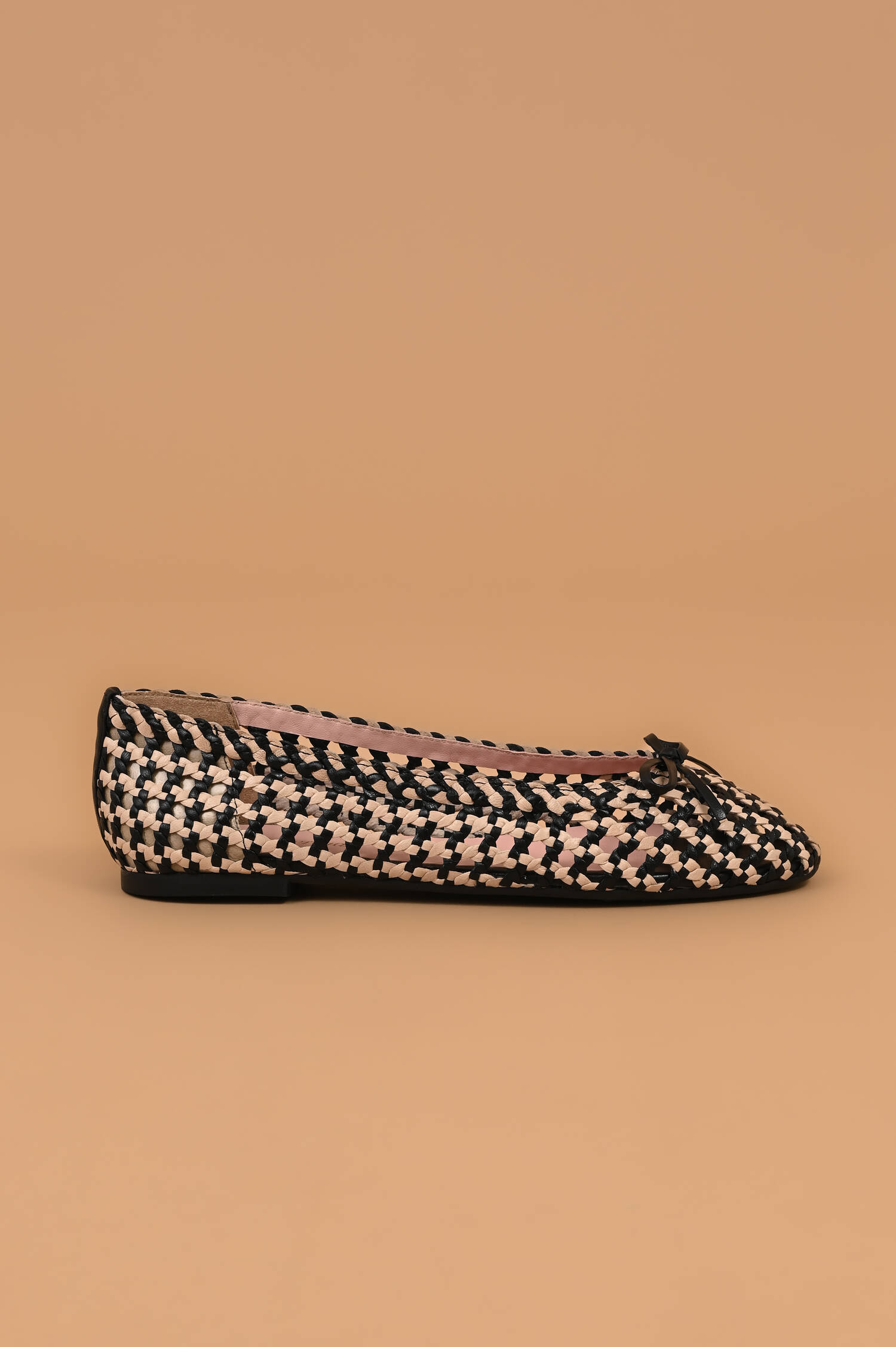 Ballerina mit Schachbrettoptik in Schwarz/Beige