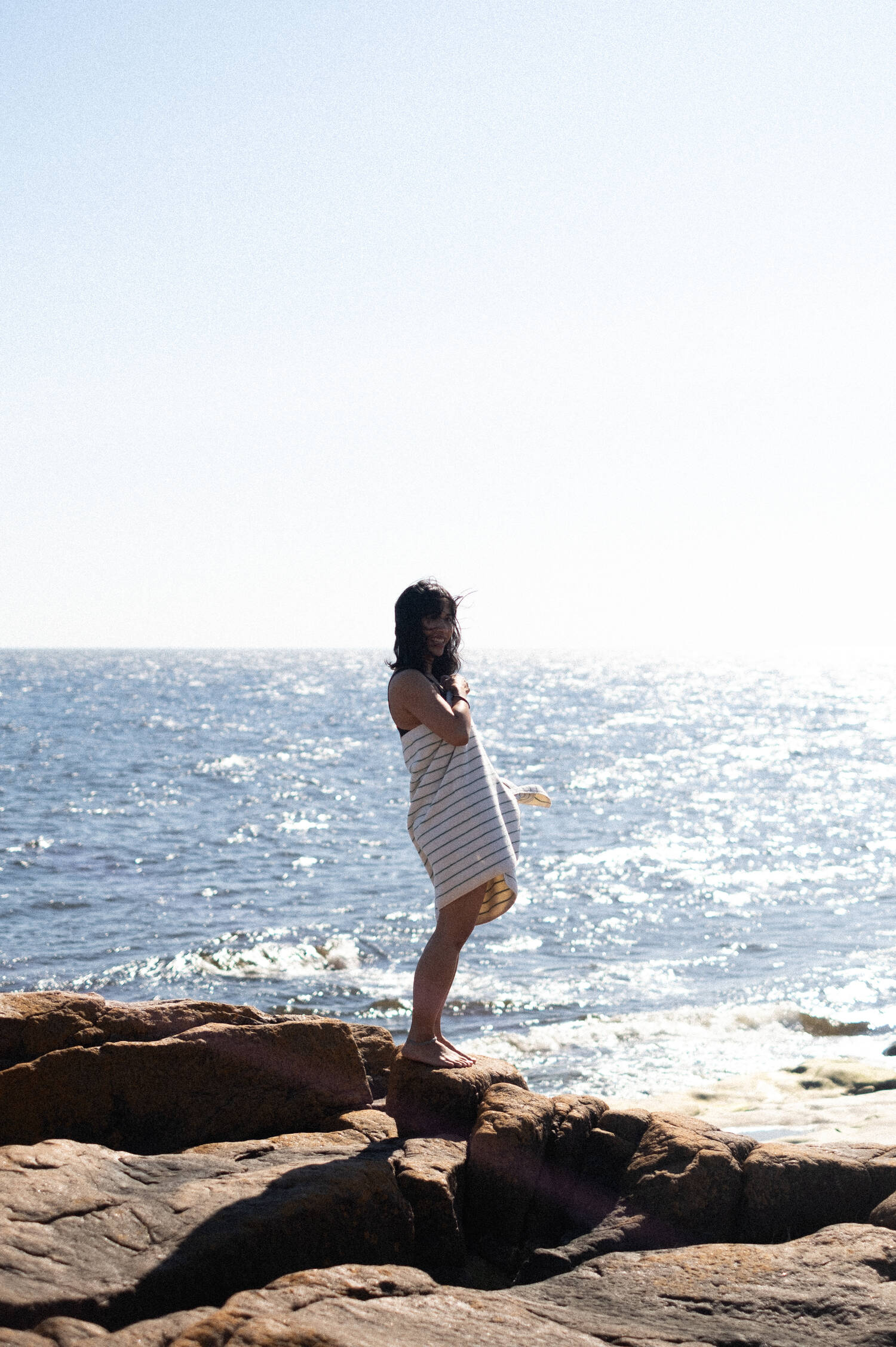 Großes Frotteehandtuch NARAM in Natur/Grün Großes Frotteehandtuch NARAM in Natur/Grün