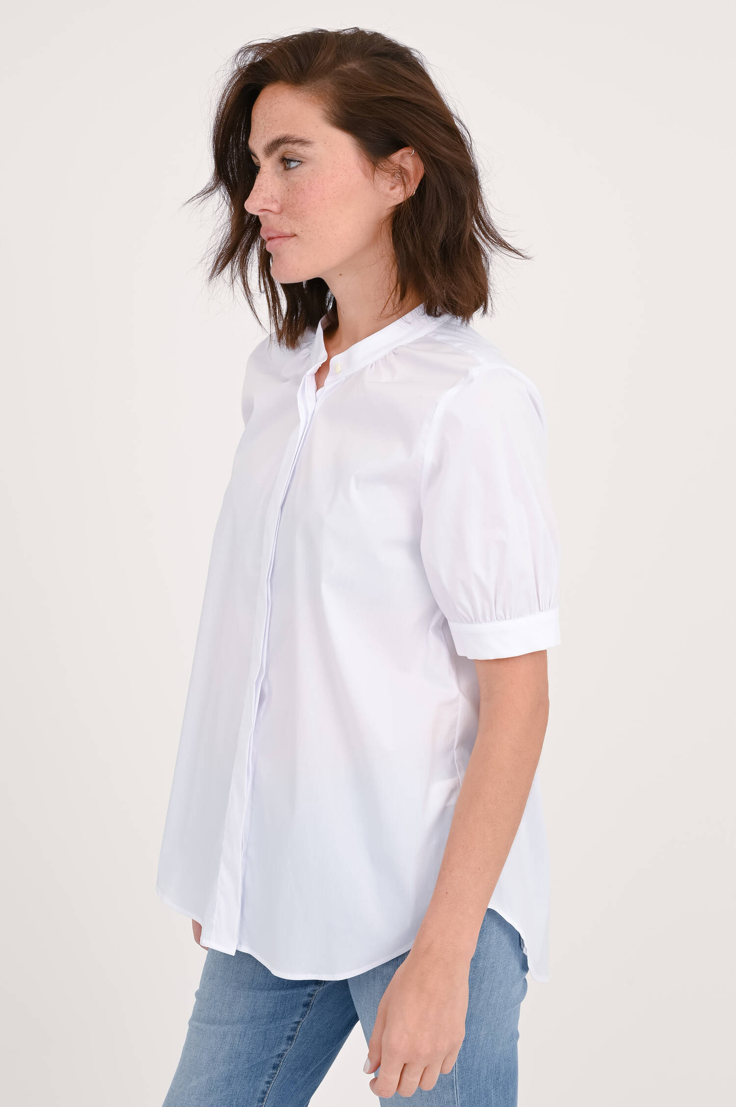 Kurzarm-Bluse FRANCE in Weiß