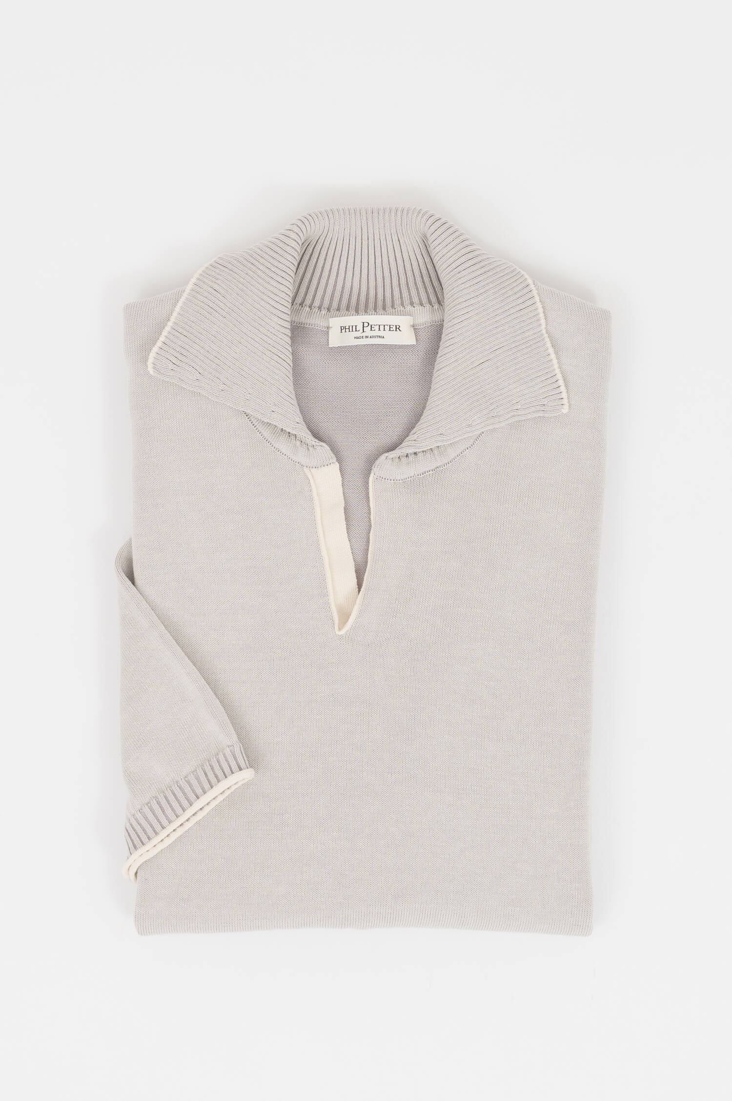 Strick Poloshirt in Hellgrau