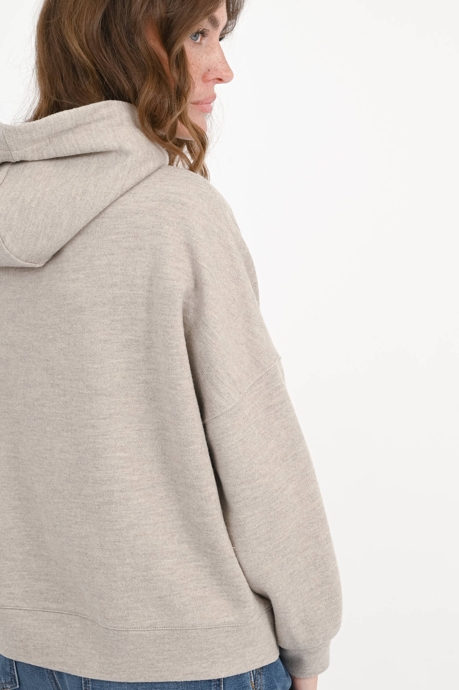 Sweatshirt-Jacke aus Wolle in Sandy Beige
