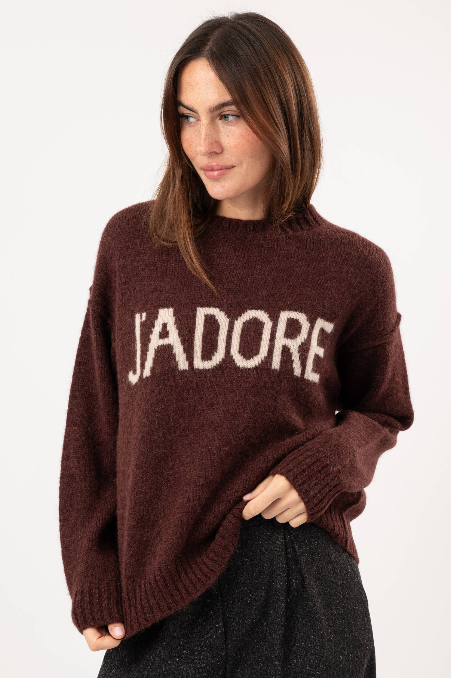 Pullover aus Alpaka-Mix in Bordeaux Pullover aus Alpaka-Mix in Bordeaux