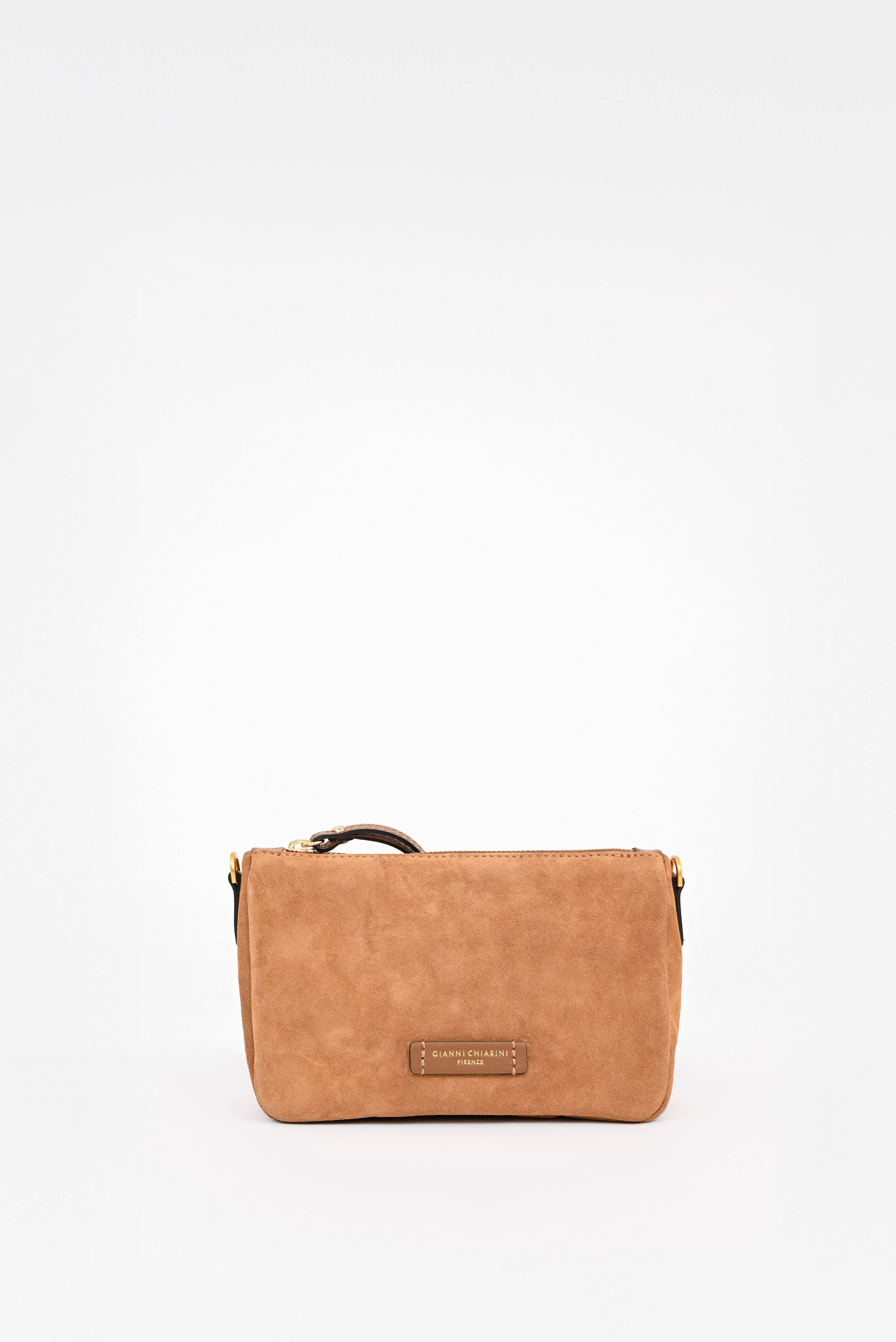 Veloursleder-Pouch NORA in Caramel