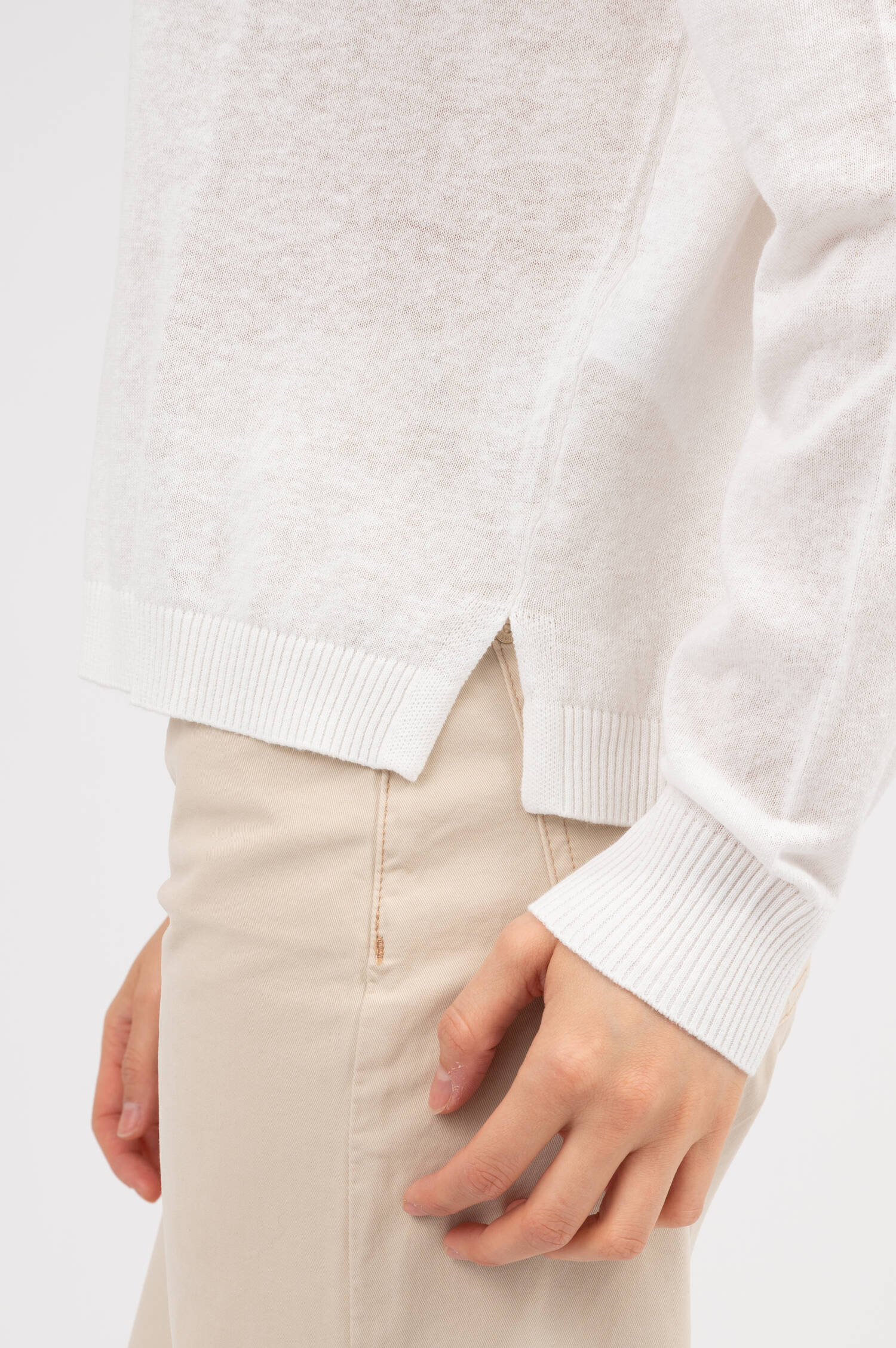 Pullover aus Leinenmix in Cremeweiß