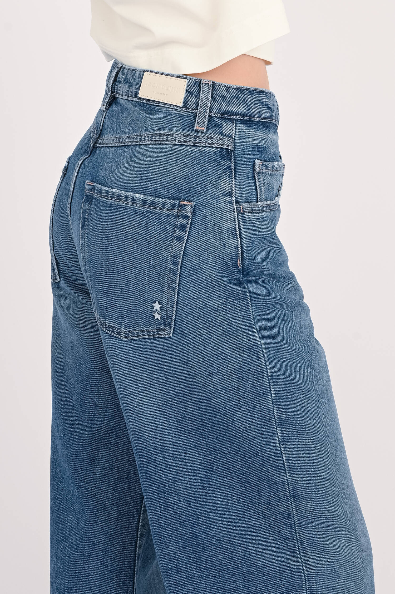 Wide Leg Jeans POPPY in Mittelblau