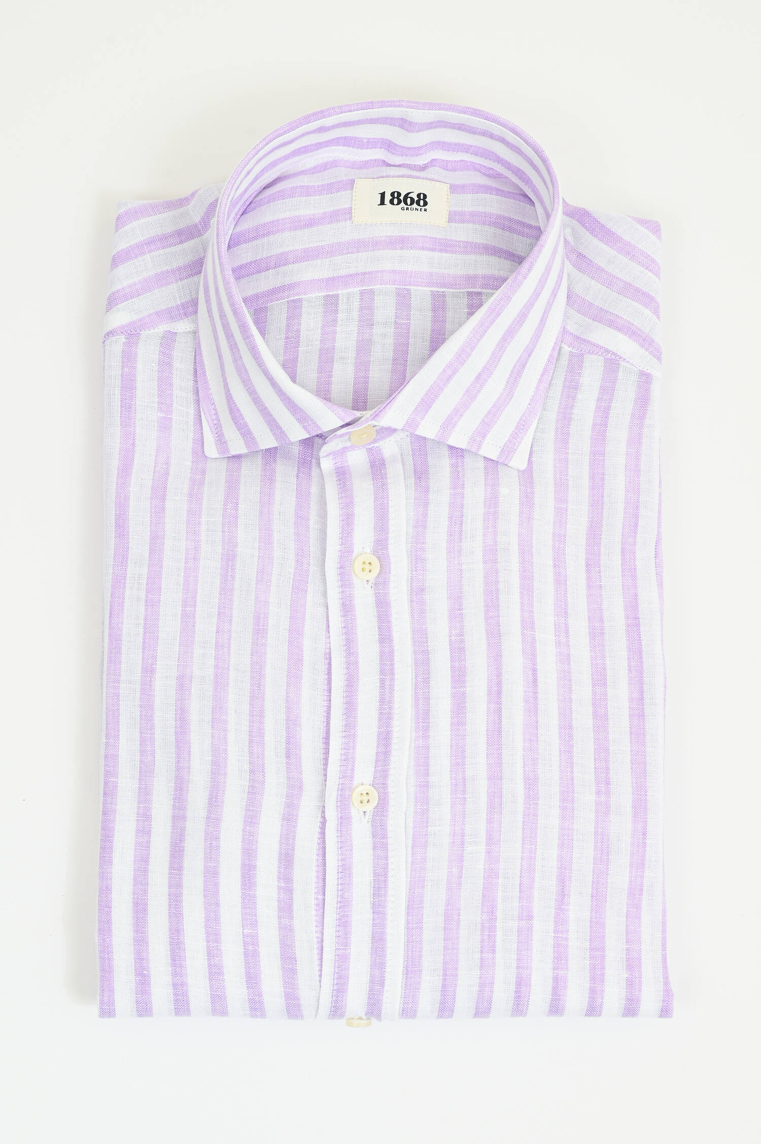 Leinenhemd mit breiten Streifen in Flieder/Weiß Leinenhemd mit breiten Streifen in Flieder/Weiß