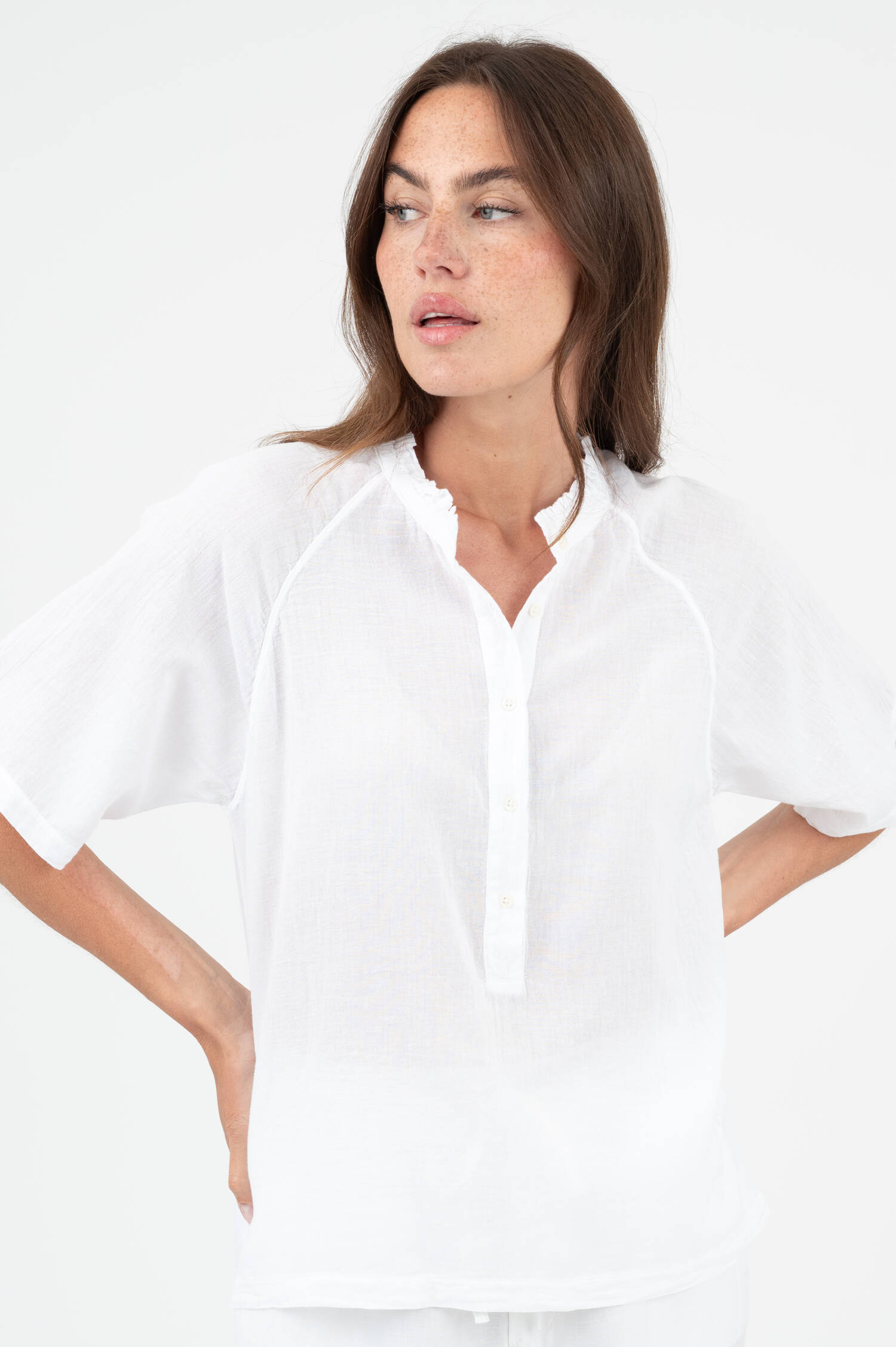 Kurzarm Bluse in Weiß