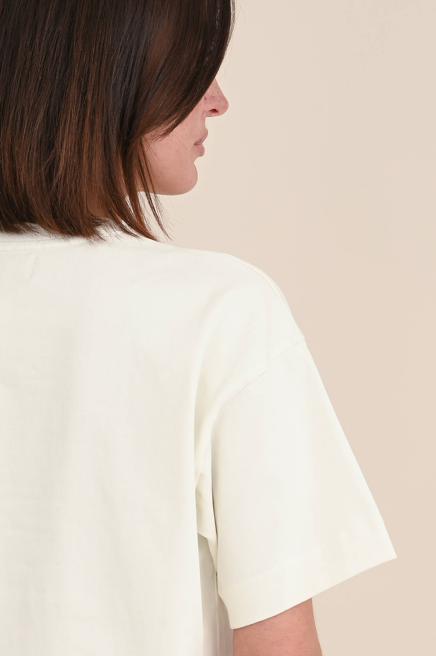 Cropped Baumwoll-Shirt in Natur