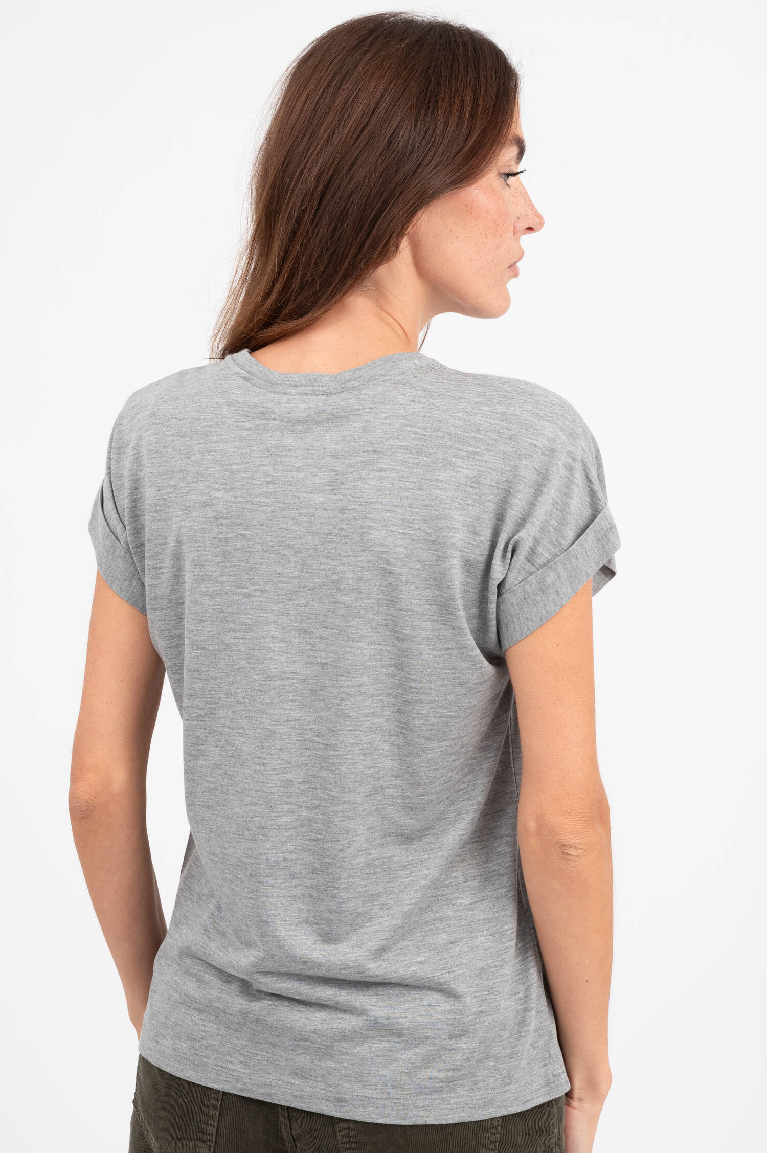 T-Shirt mit fixiertem Umschlag in Grau meliert