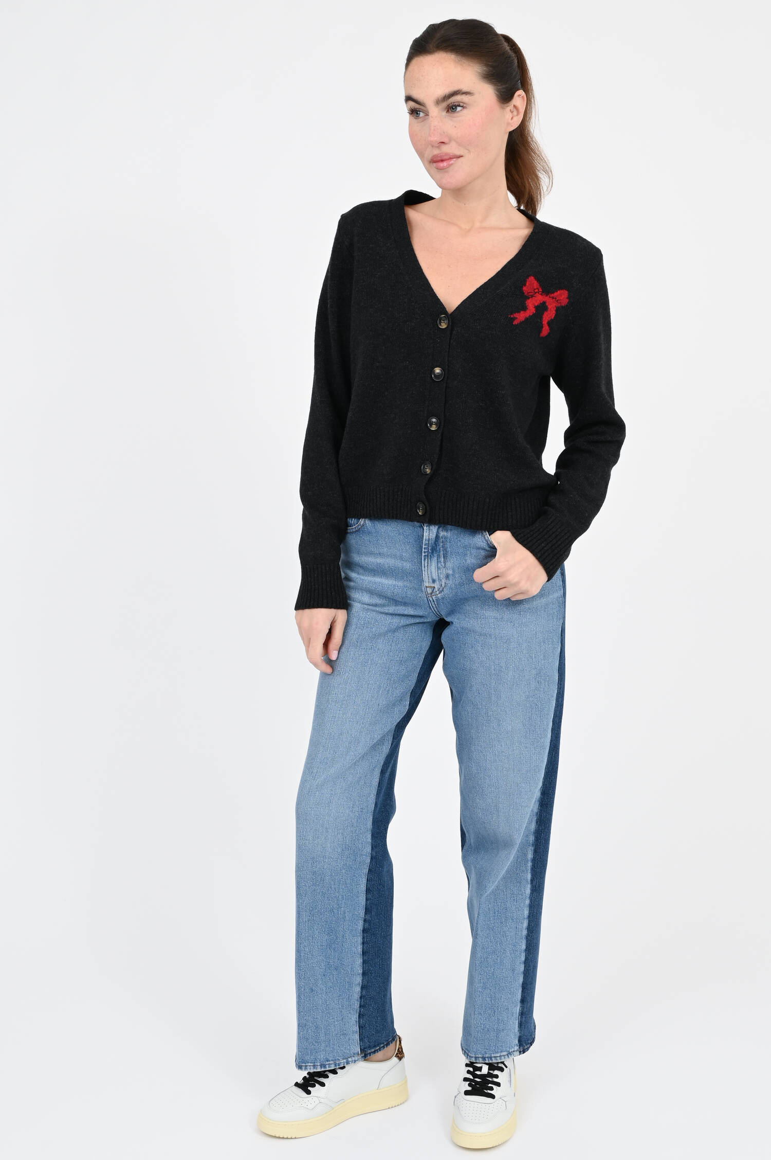 Cardigan mit Backprint in Dunkelgrau