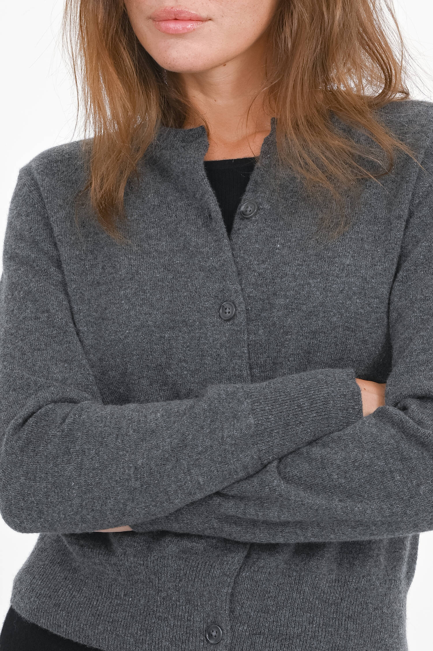 Cashmere-Cardigan in Dunkelgrau