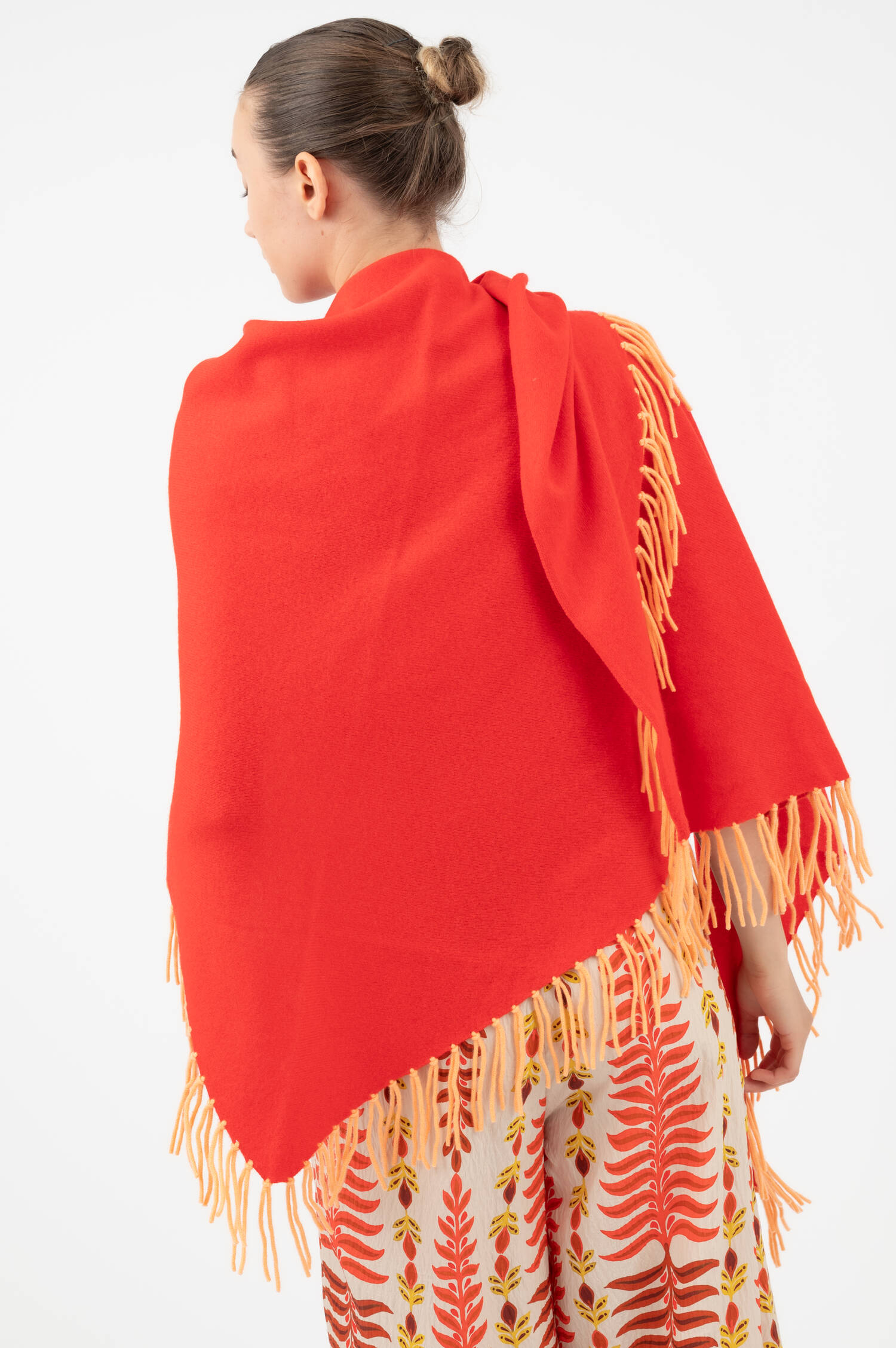 Dreieckstuch aus Woll-Cashmere in Rot/Orange