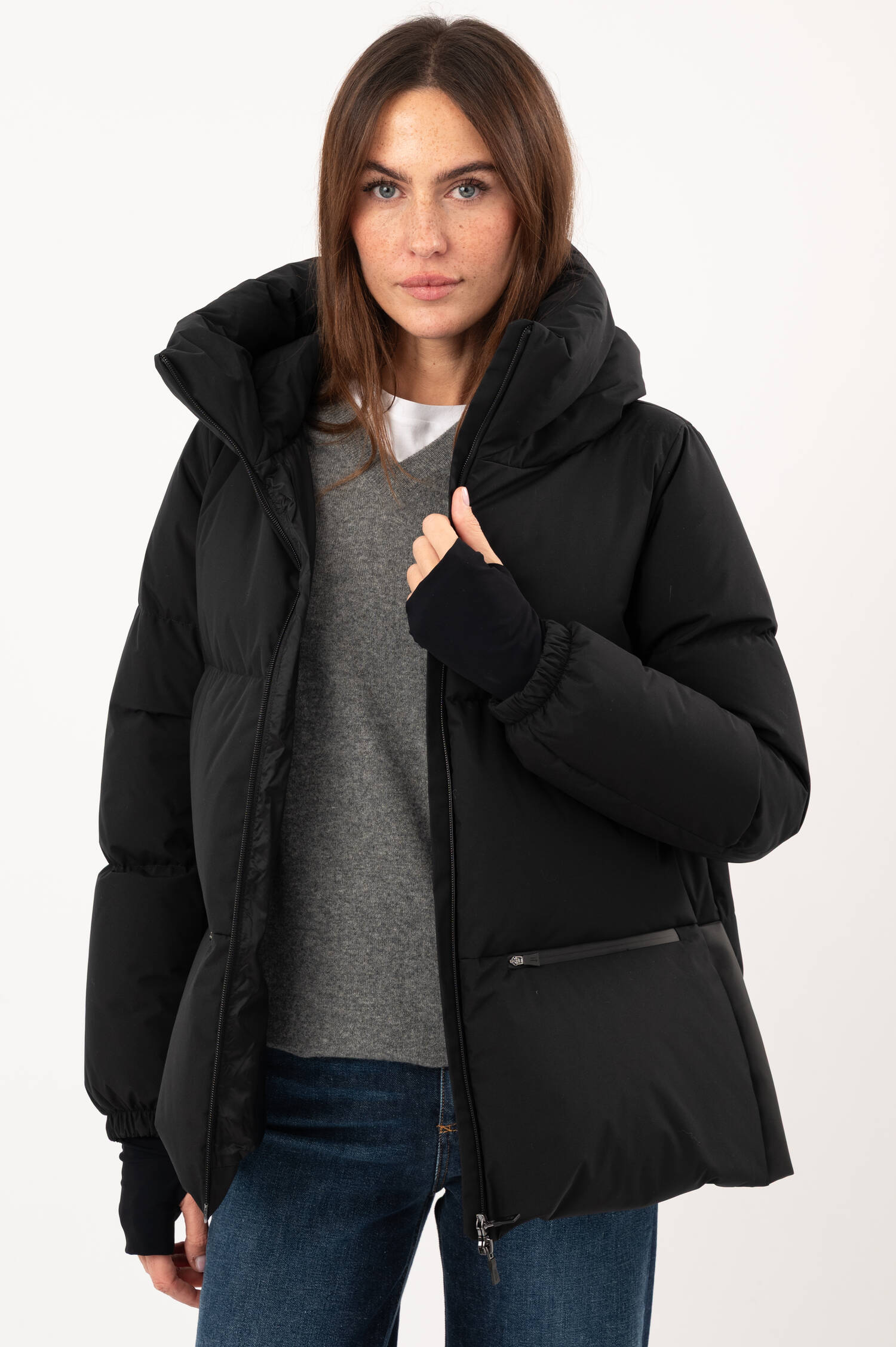 Daunenstepp-Jacke in Schwarz