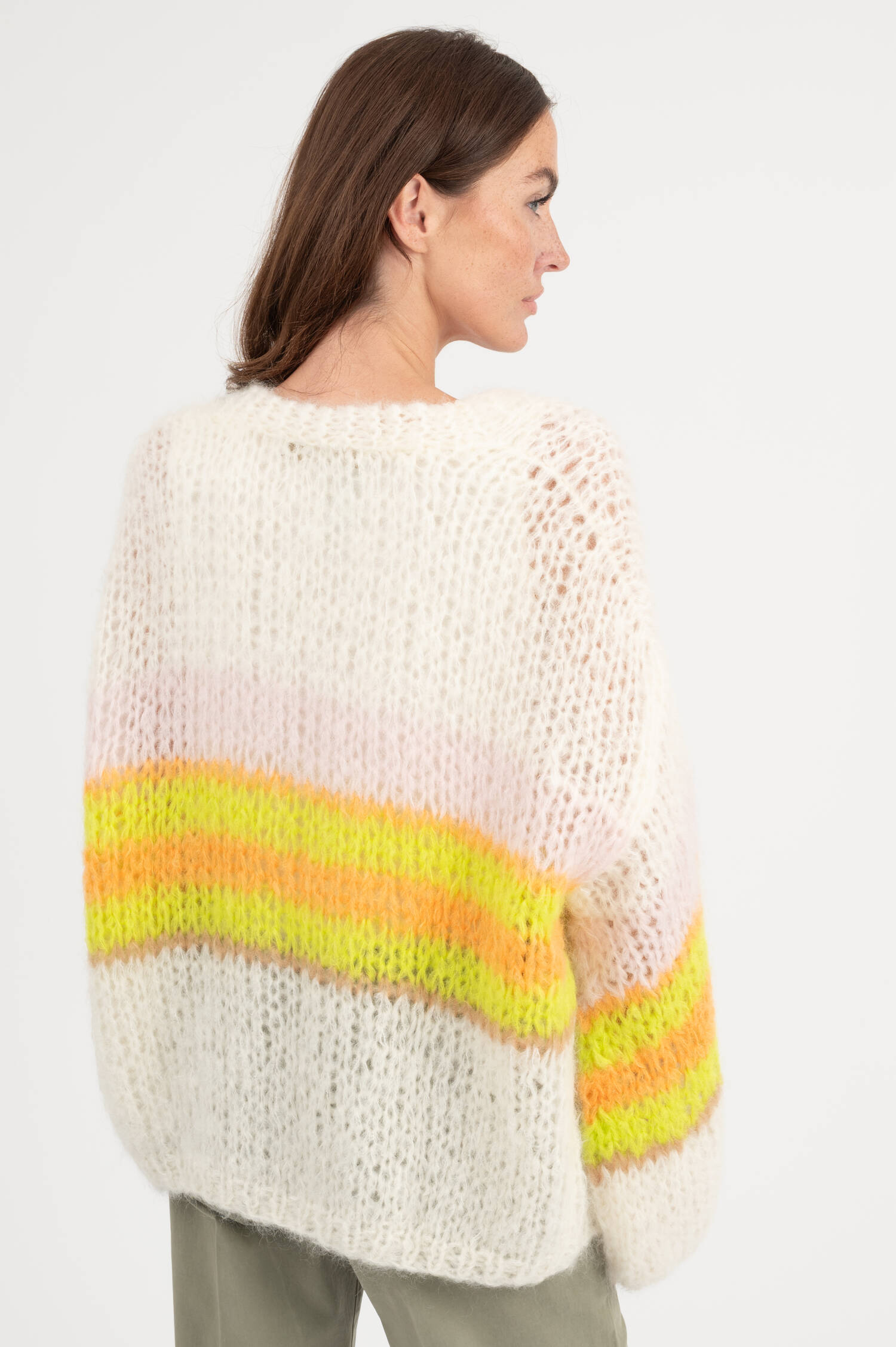 Lochstrick Cardigan in Mozzarella/Multicolor Lochstrick Cardigan in Mozzarella/Multicolor