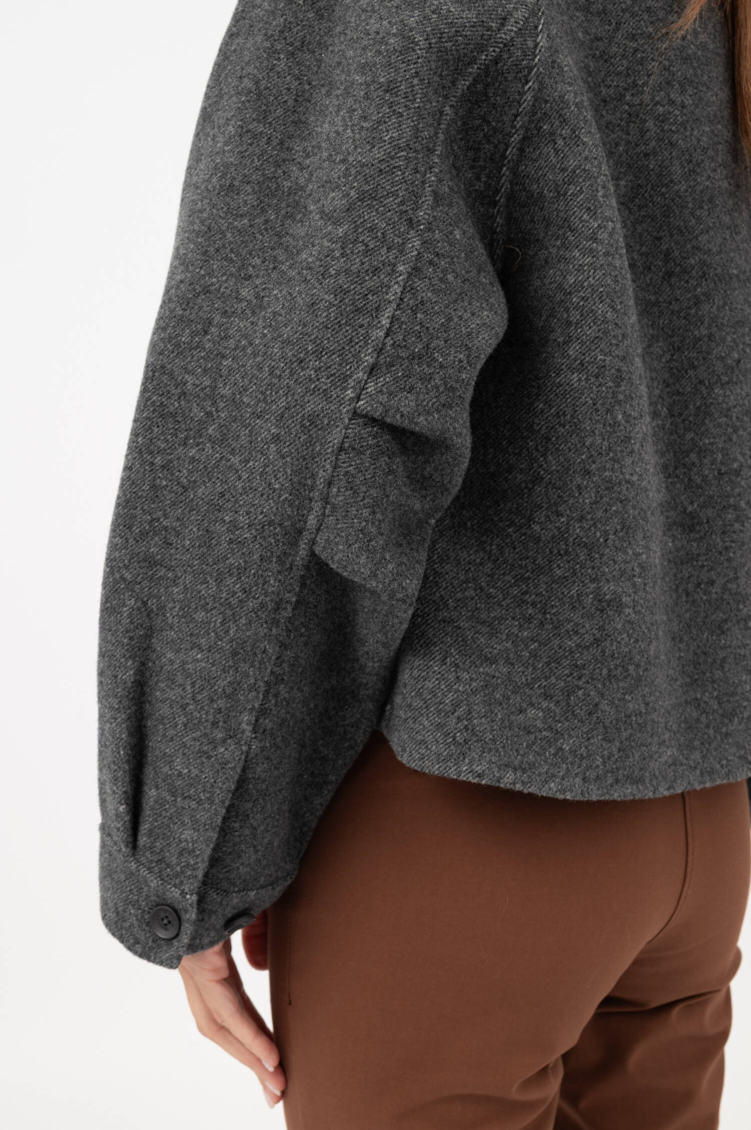 Woll-Mix-Jacke in Dunkelgrau meliert