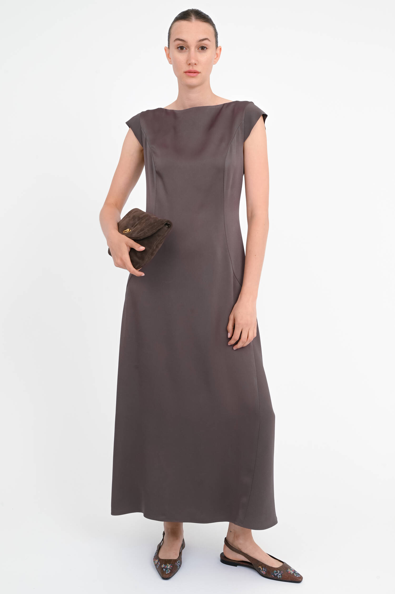 Maxi-Satinkleid in Chocolate Maxi-Satinkleid in Chocolate