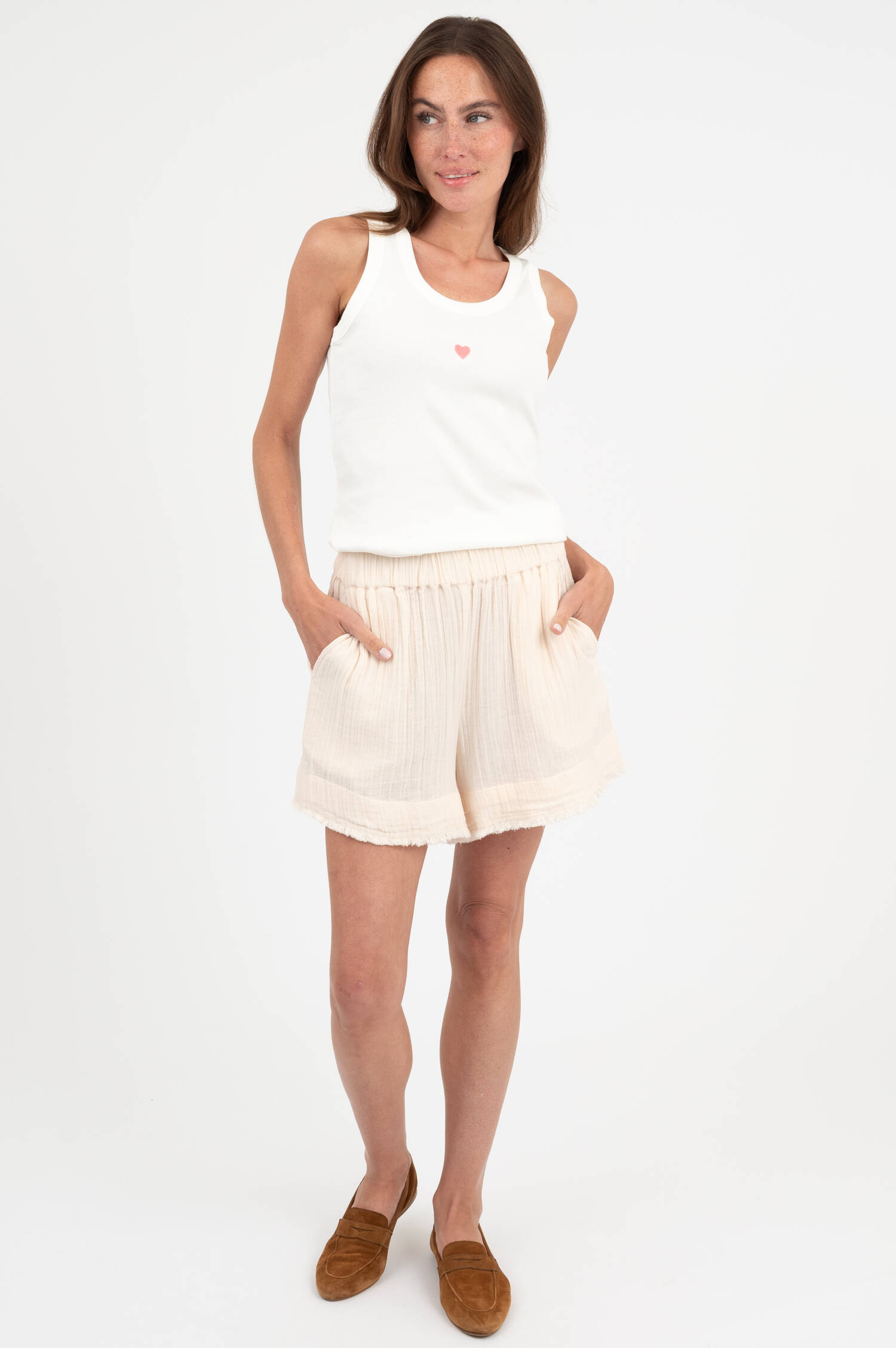 Musselin Shorts MOBY in Creme