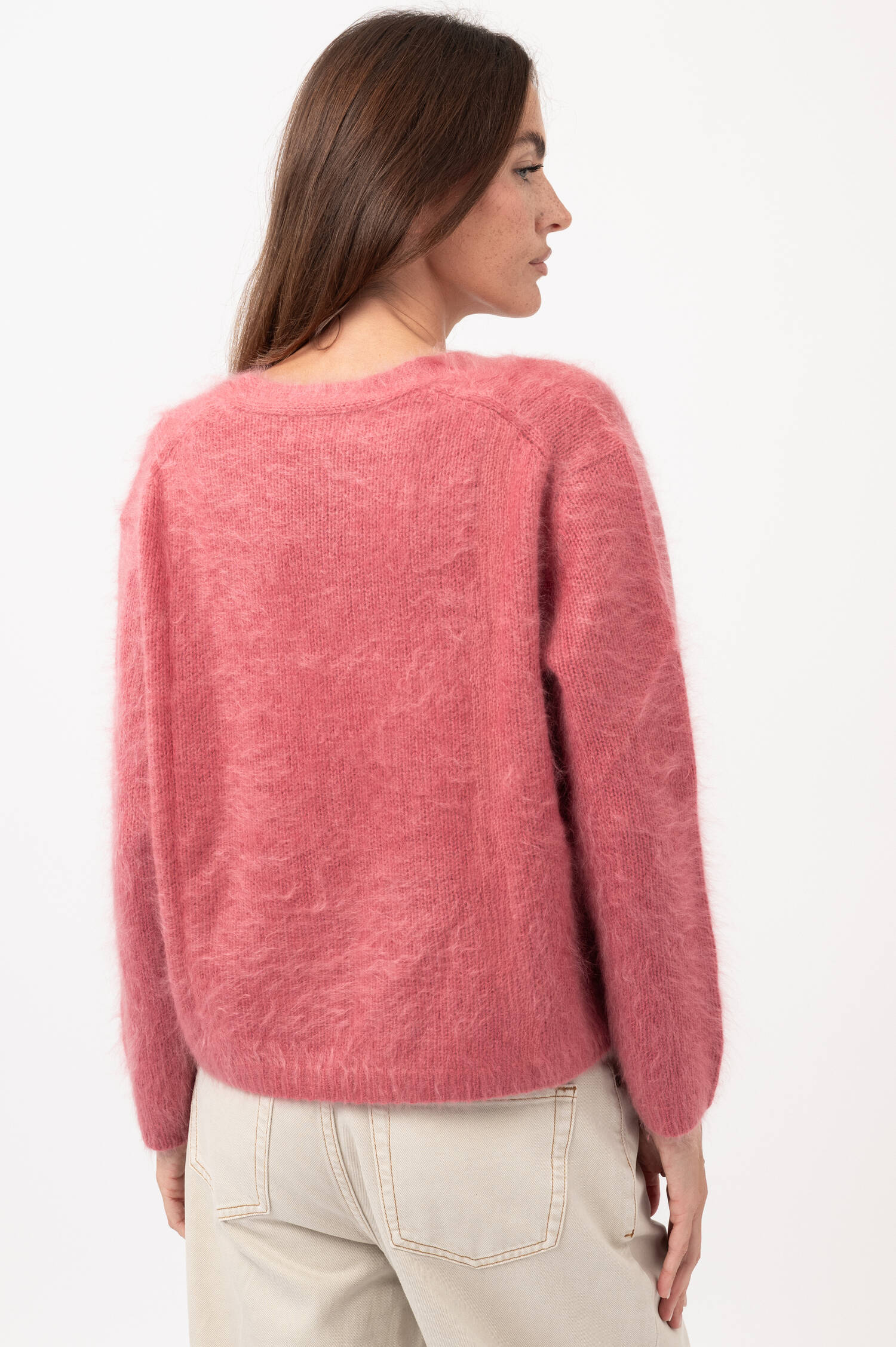 Cashmere-Cardigan in Pastellrot