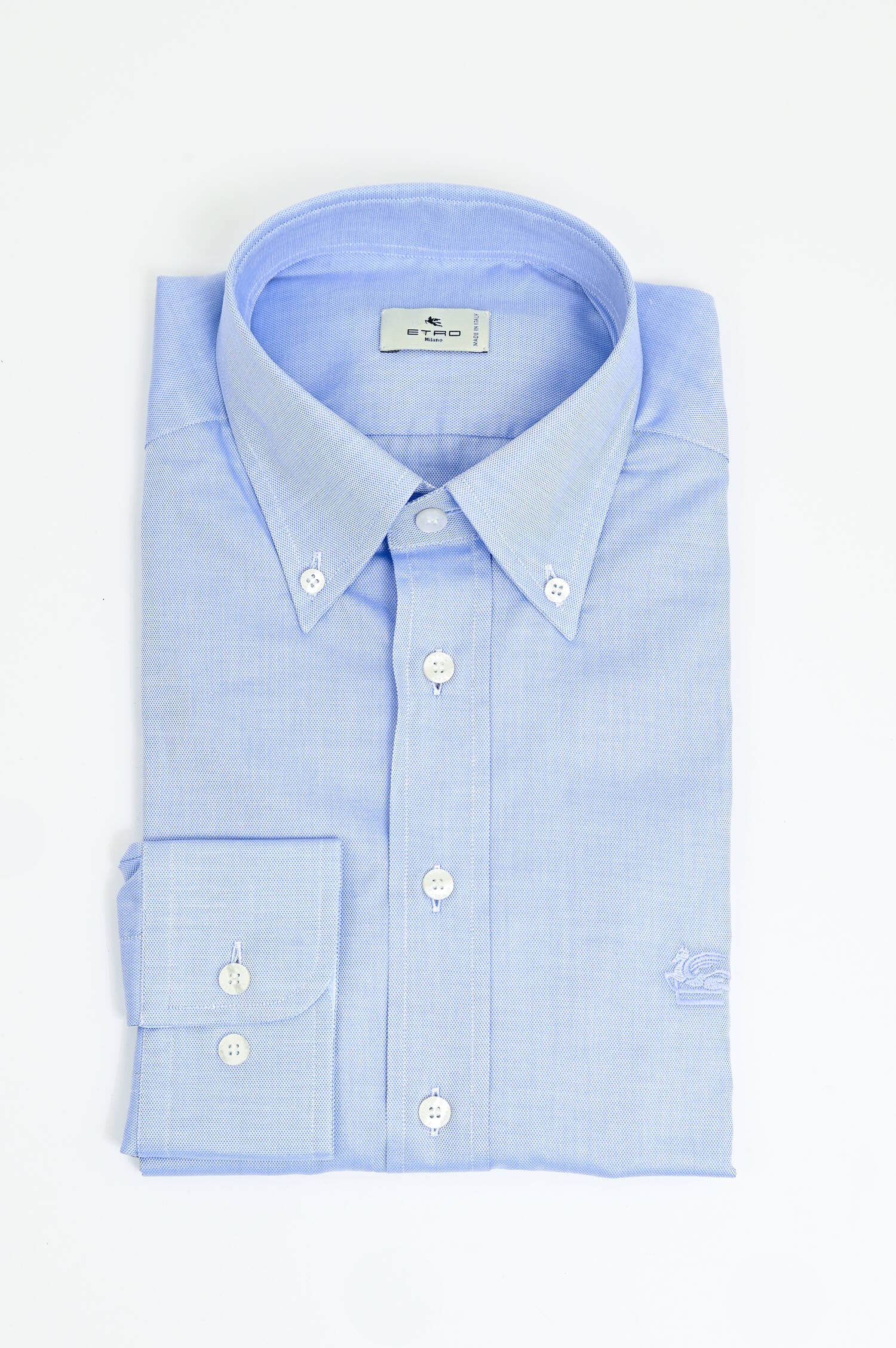  Piqué-Baumwollhemd in Hellblau