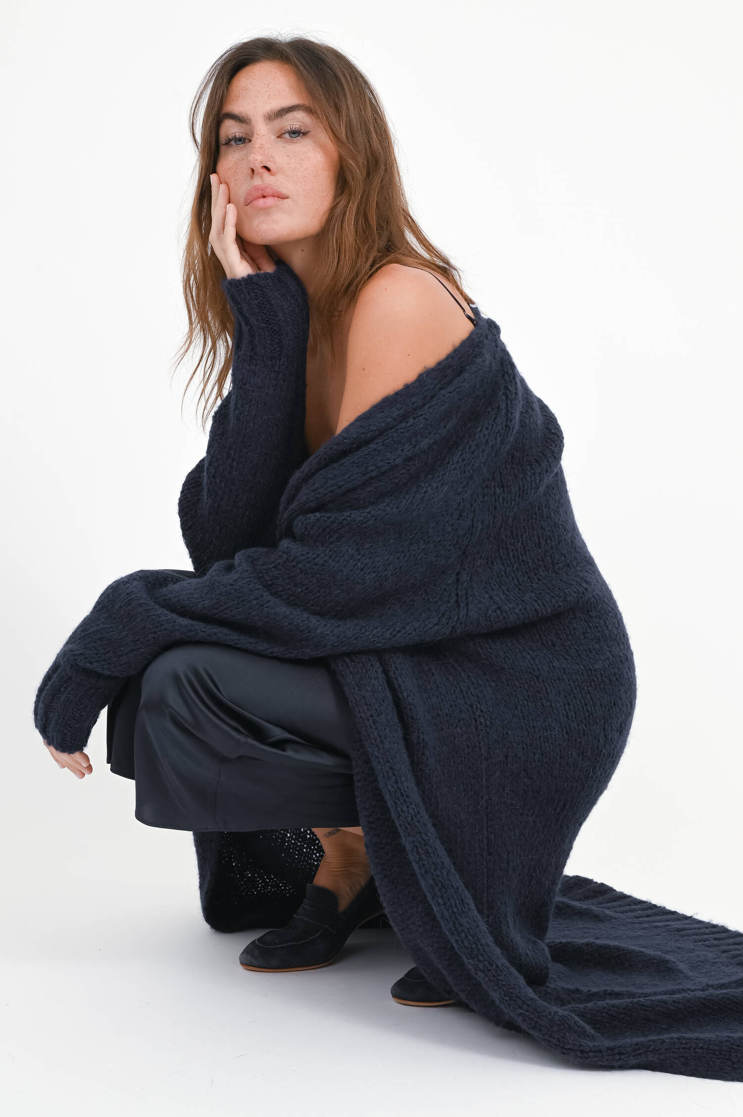 Maxi Strickjacke in Blue Parisien