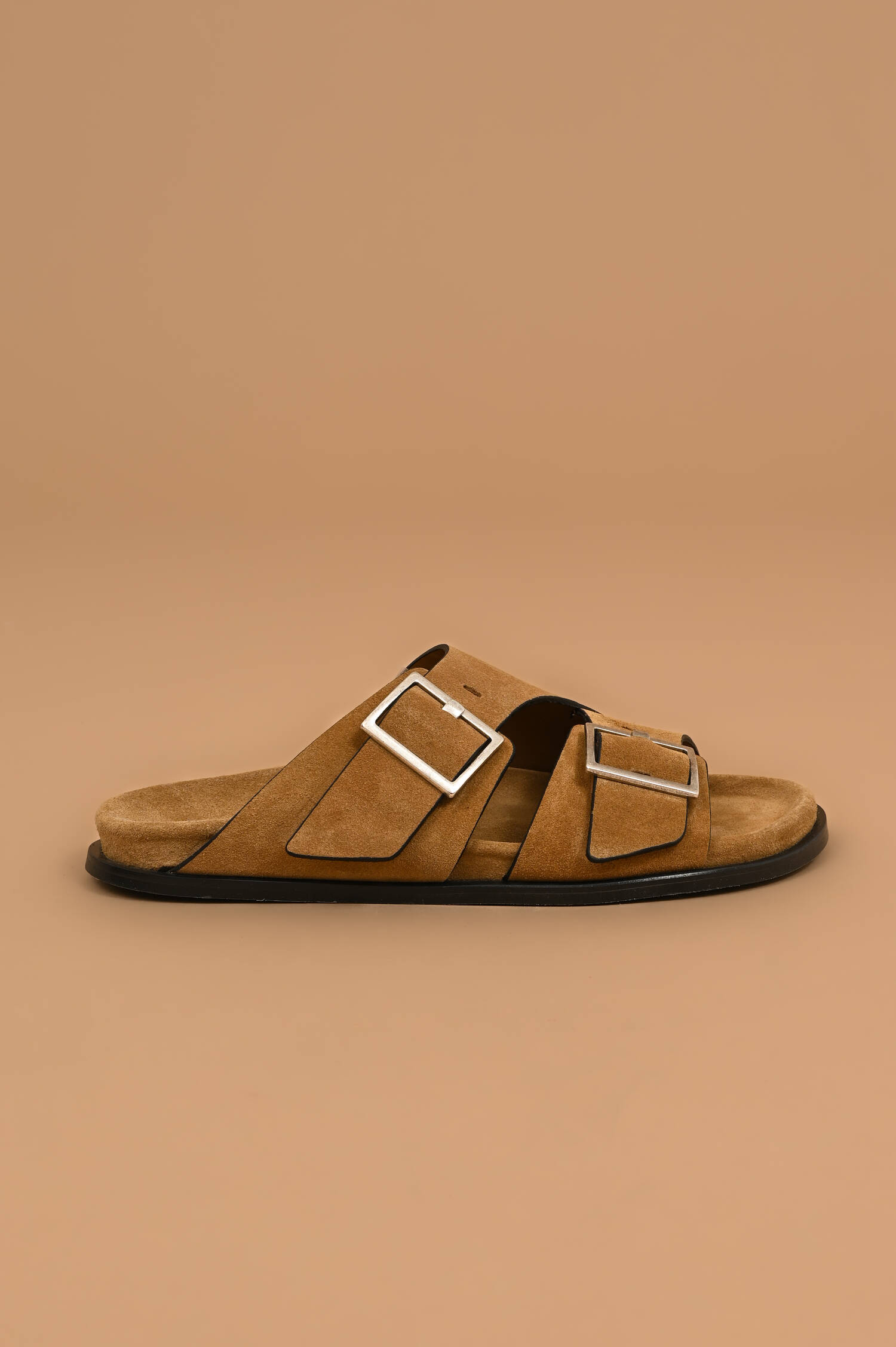 Veloursleder Sandalen in Camelbraun