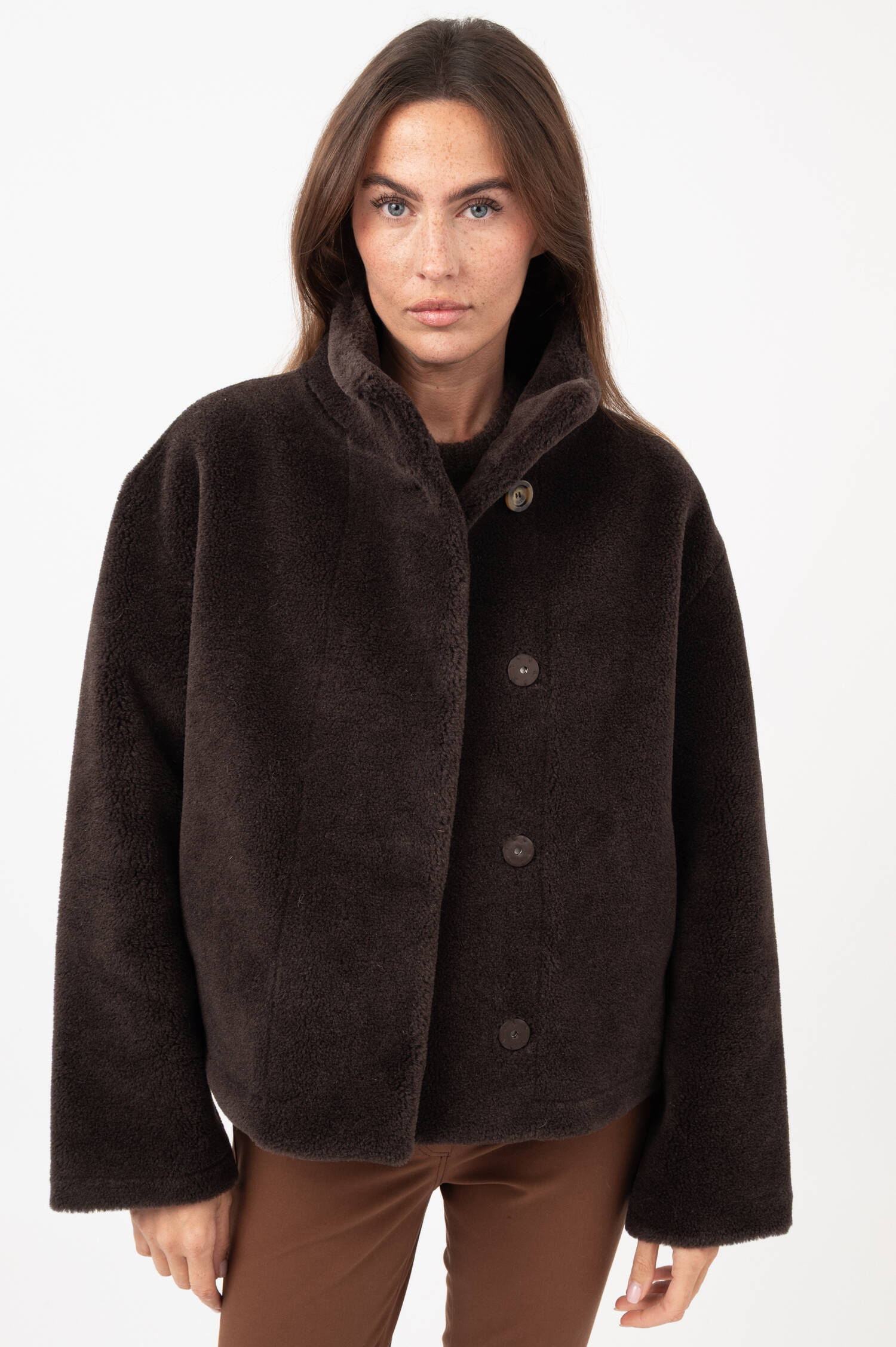 Woll-Mix-Jacke Dunkelbraun