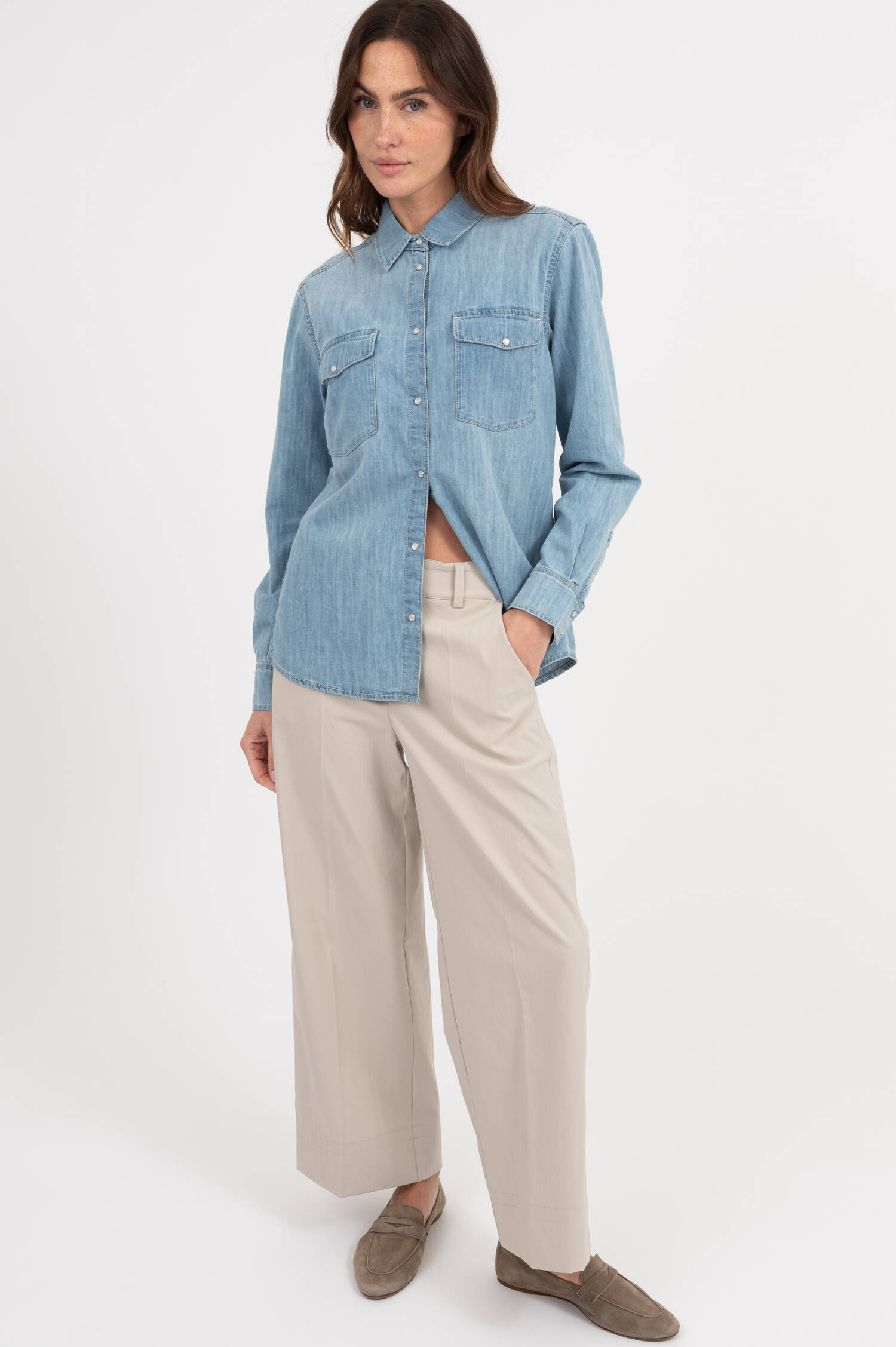 Jeans Bluse in Hellblau