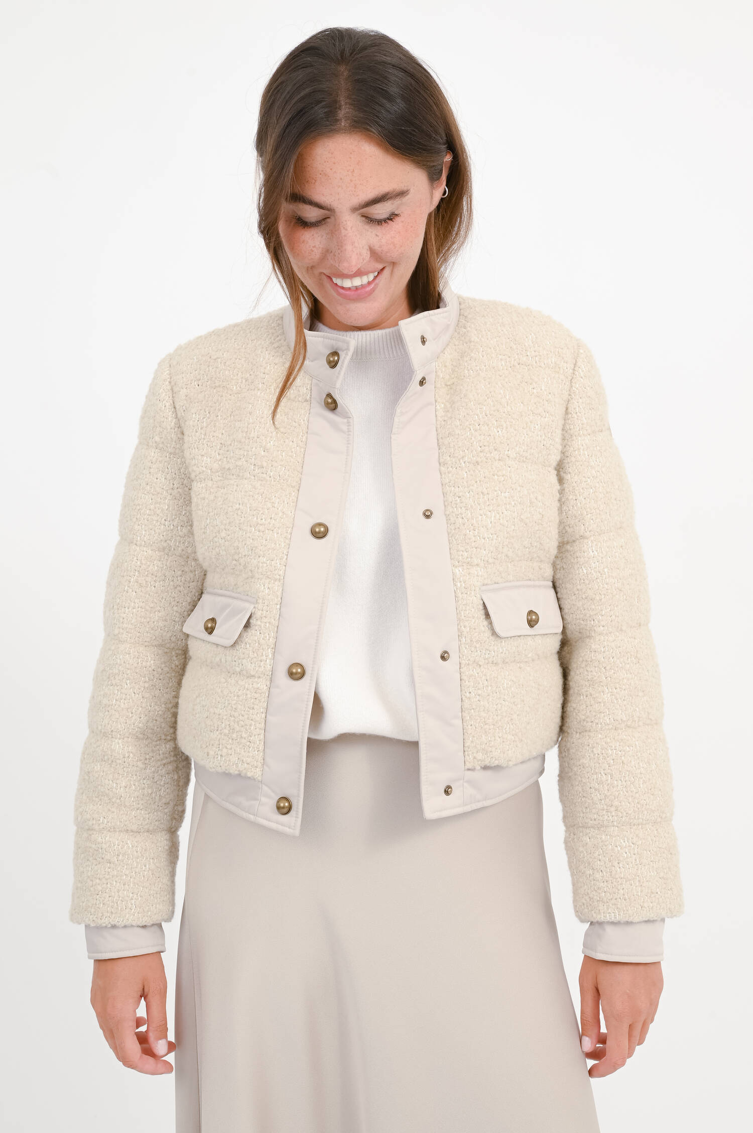 Bouclé Daunenjacke BLANDY in Creme