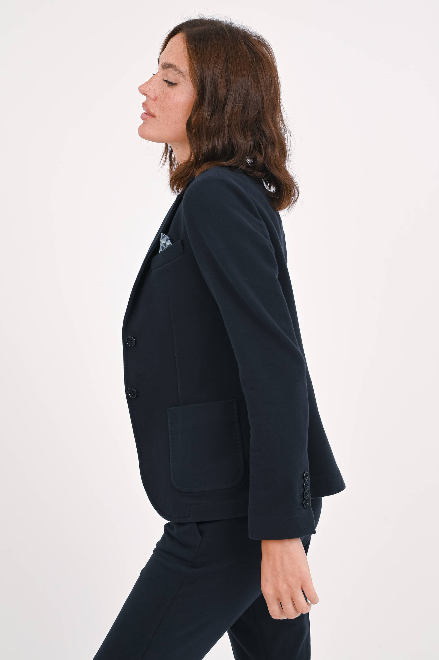 Einreihiger Jersey-Blazer in Navy
