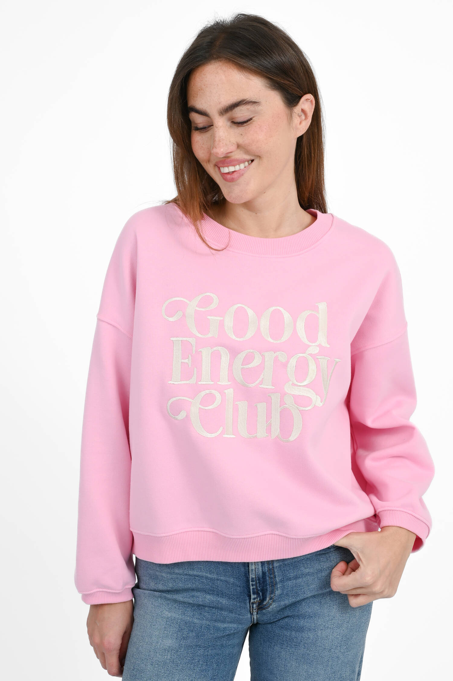 Sweater mit Stickerei in Blossompink