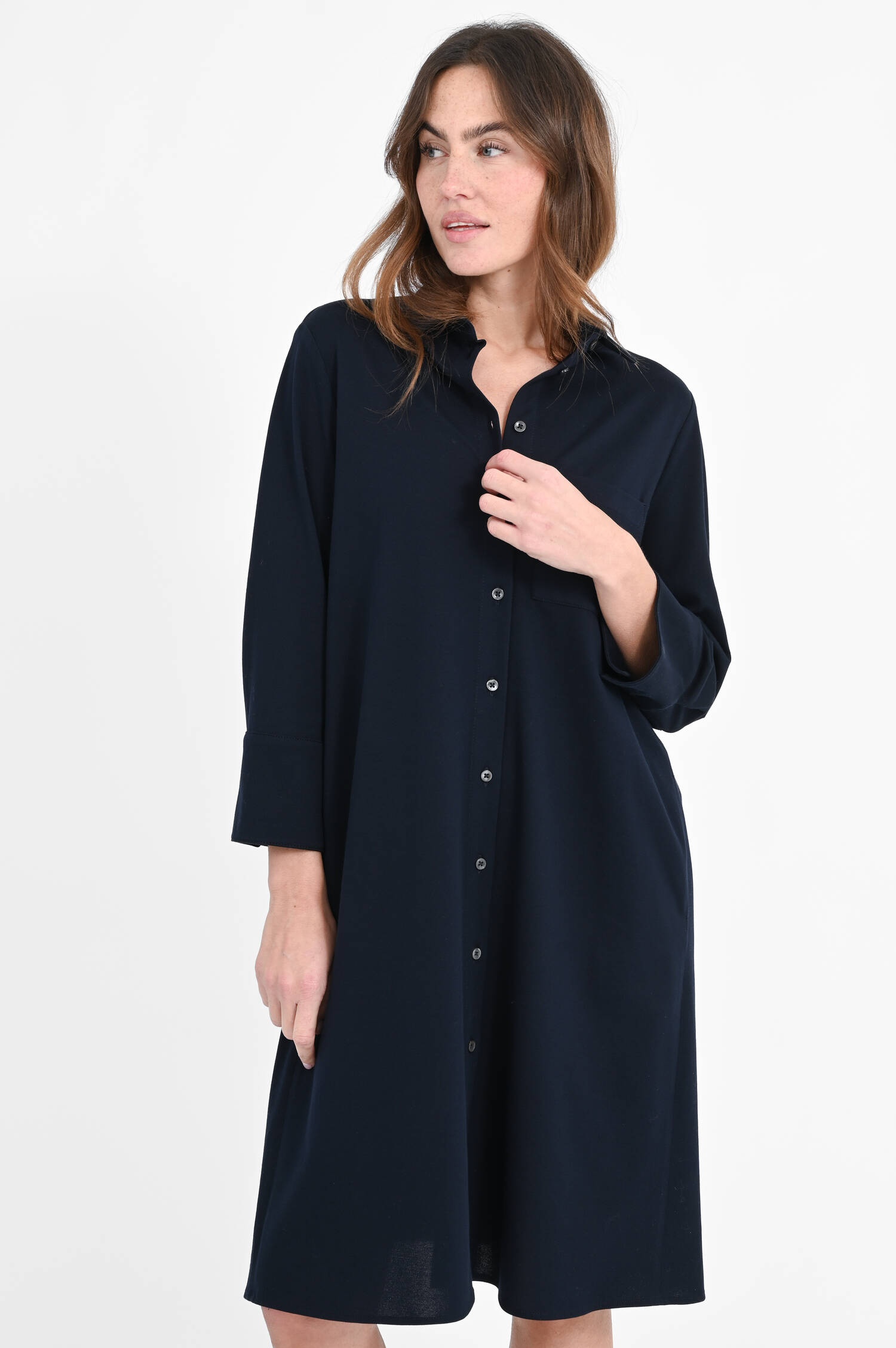 Polokleid mit aufgesetzter Tasche in Blu Navy