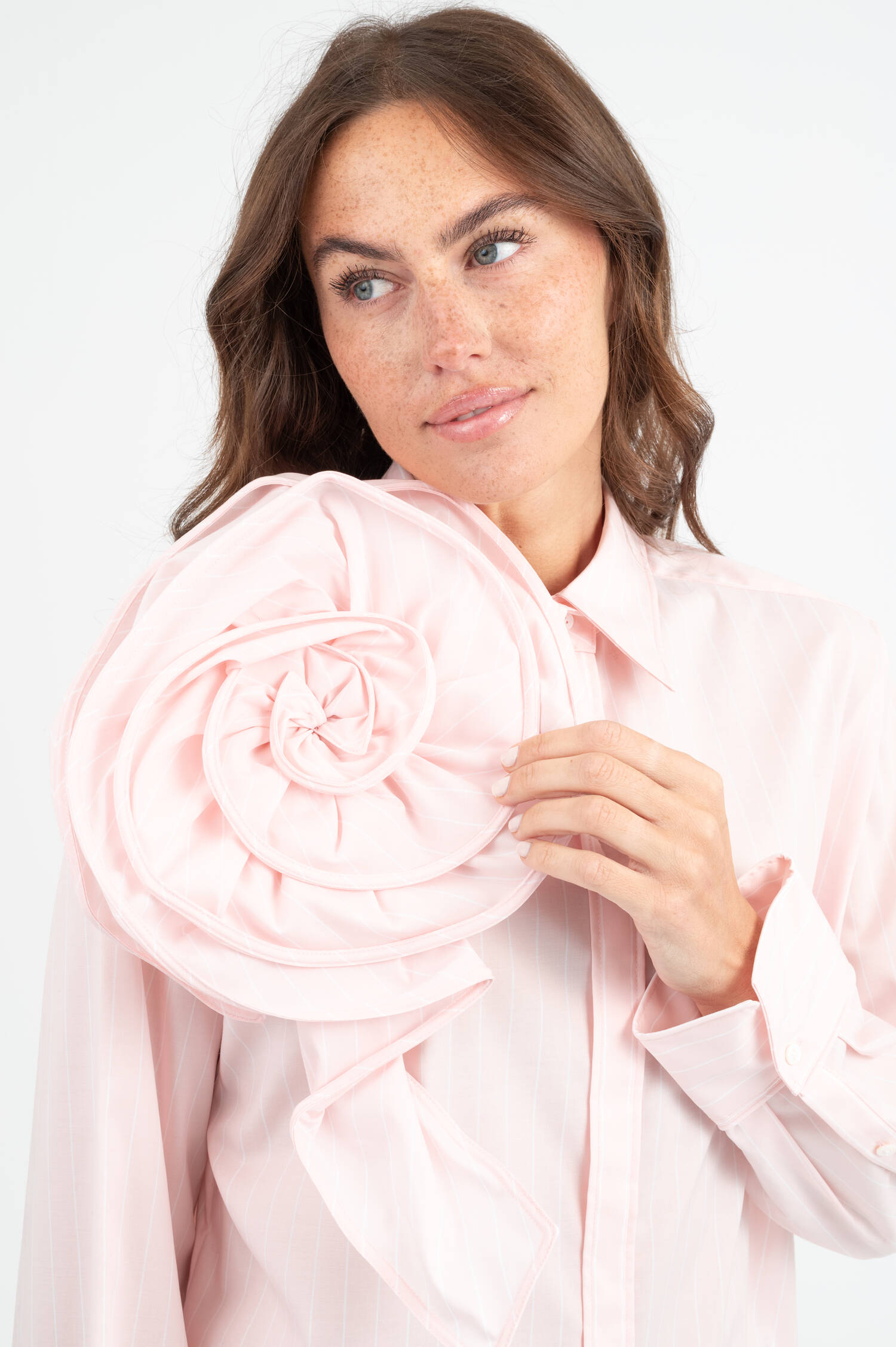 Bluse STRIPED POWER in Rosa/Weiß