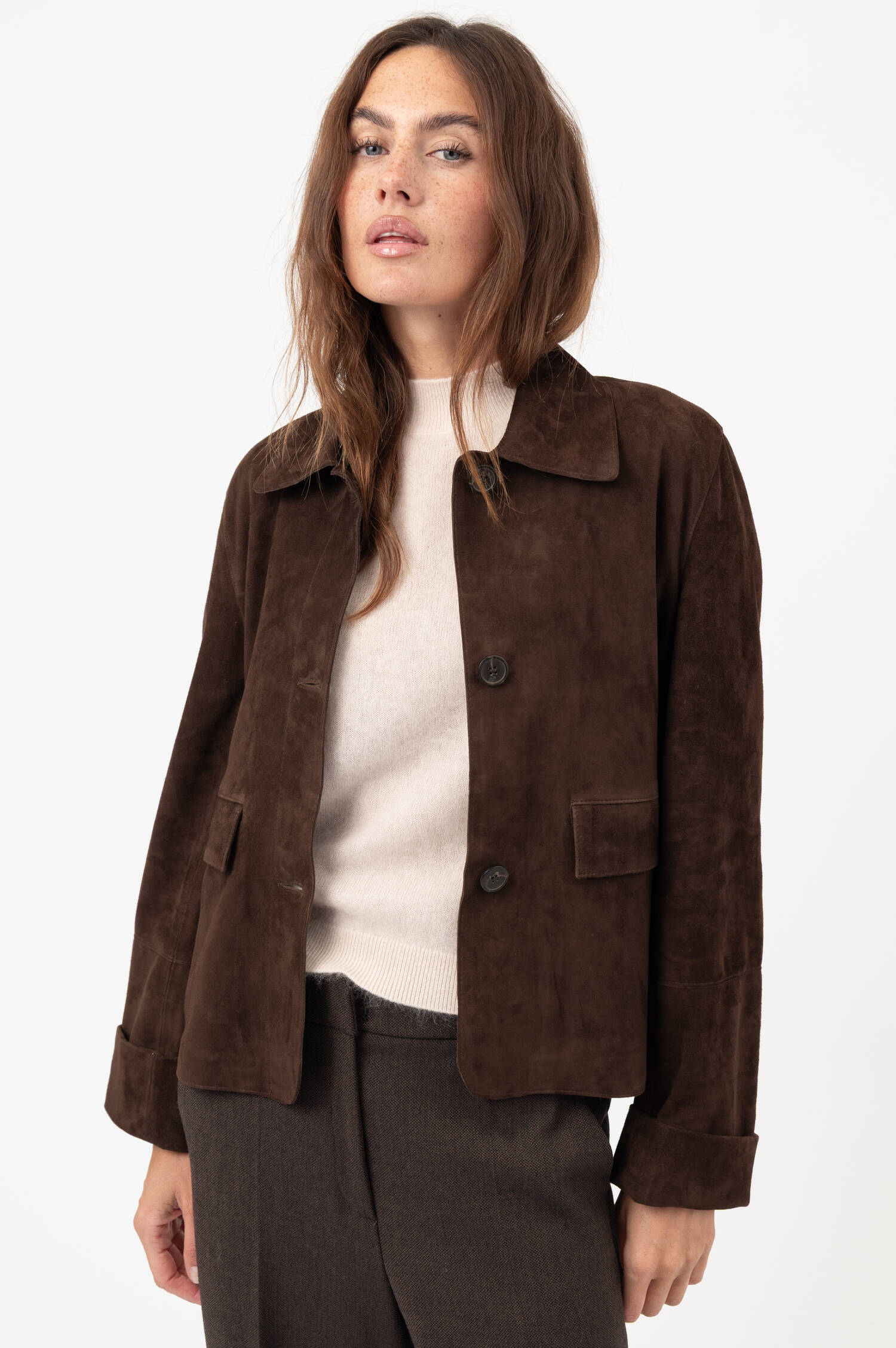 Velourslederjacke ELLA in Braun