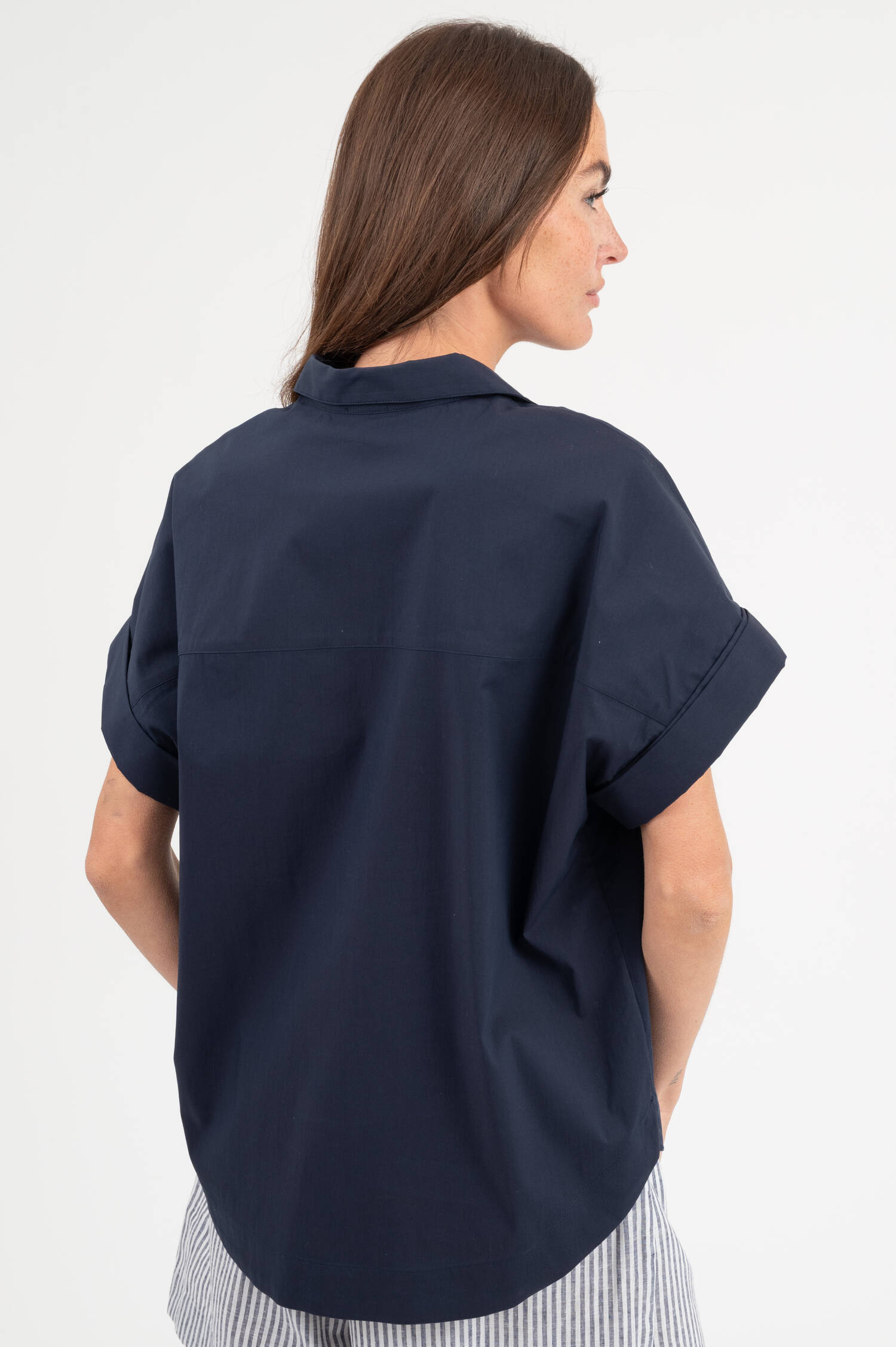 Popeline Bluse in Navy Popeline Bluse in Navy
