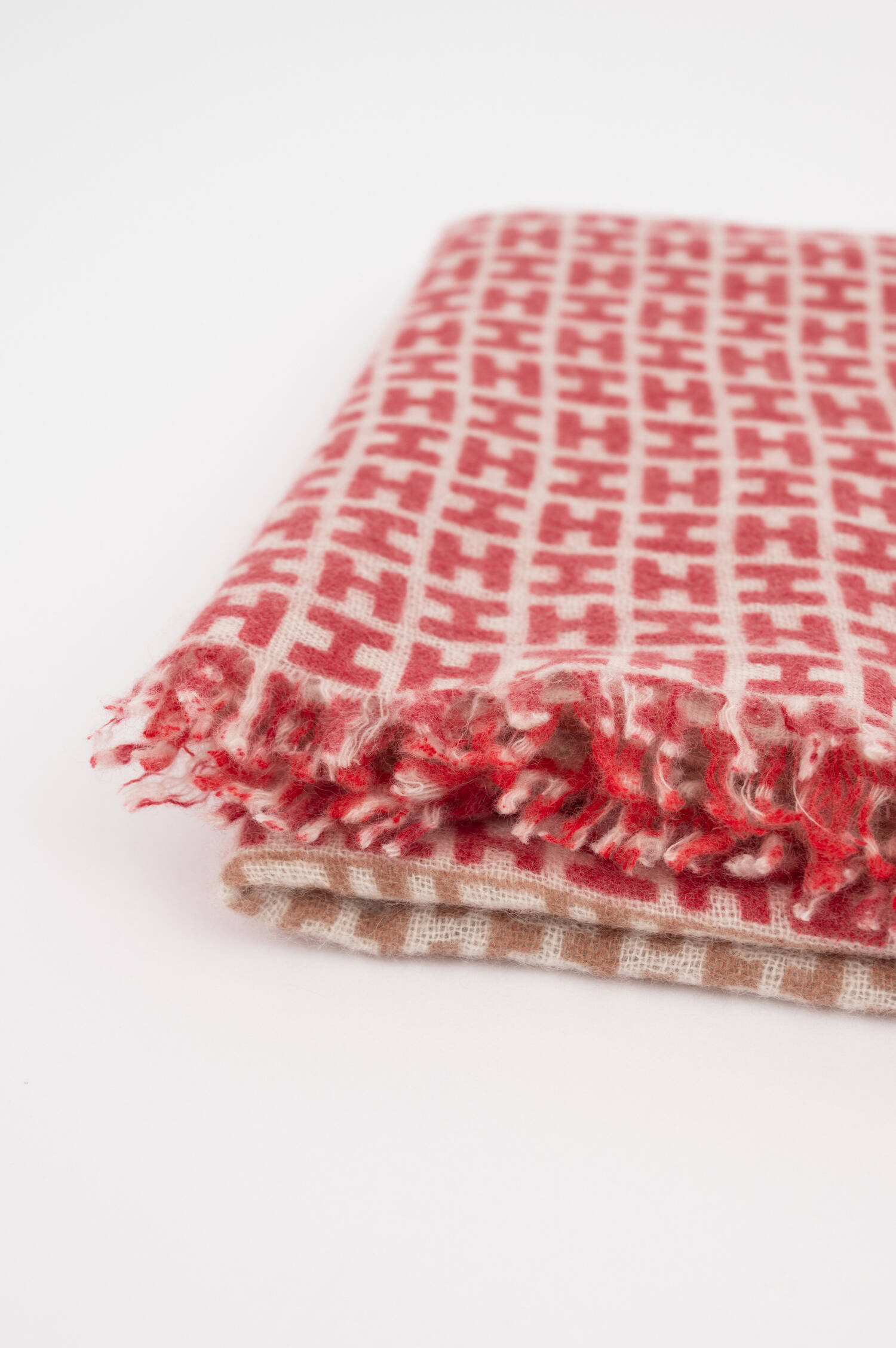 Cashmere-Schal mit H in Rot/Beige Cashmere-Schal mit H in Rot/Beige