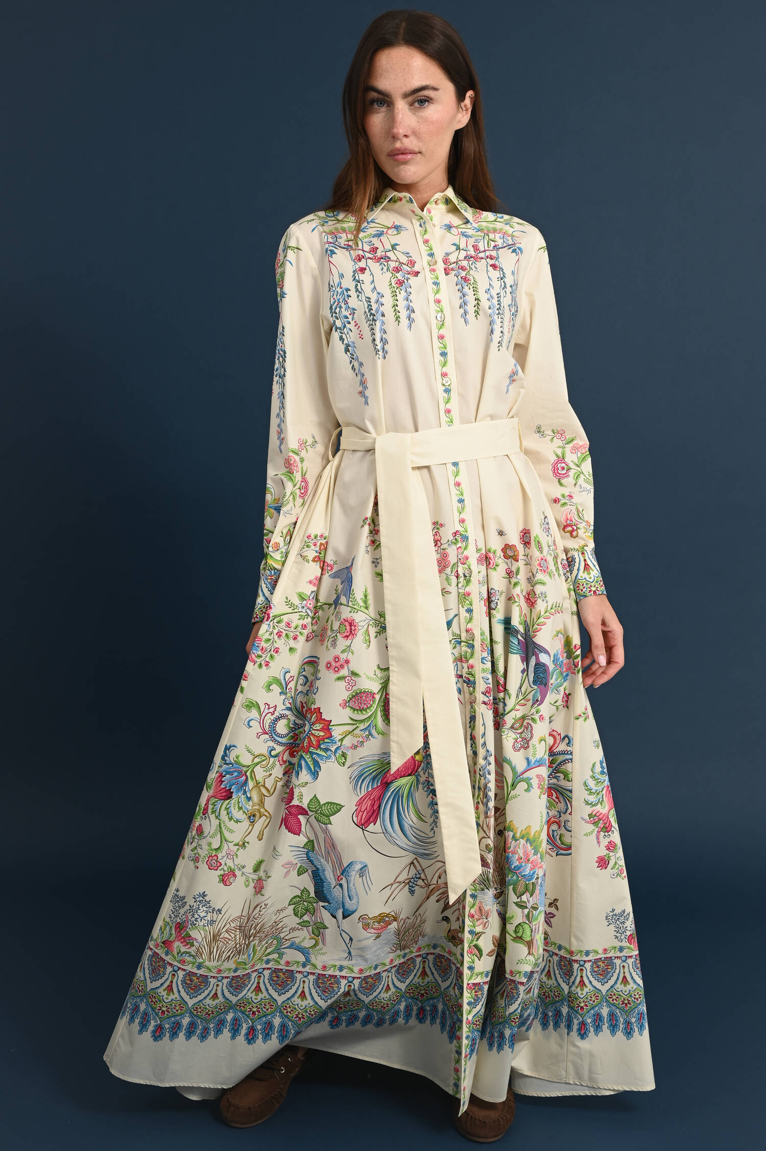 Maxihemdblusenkleid mit Botanischem Print