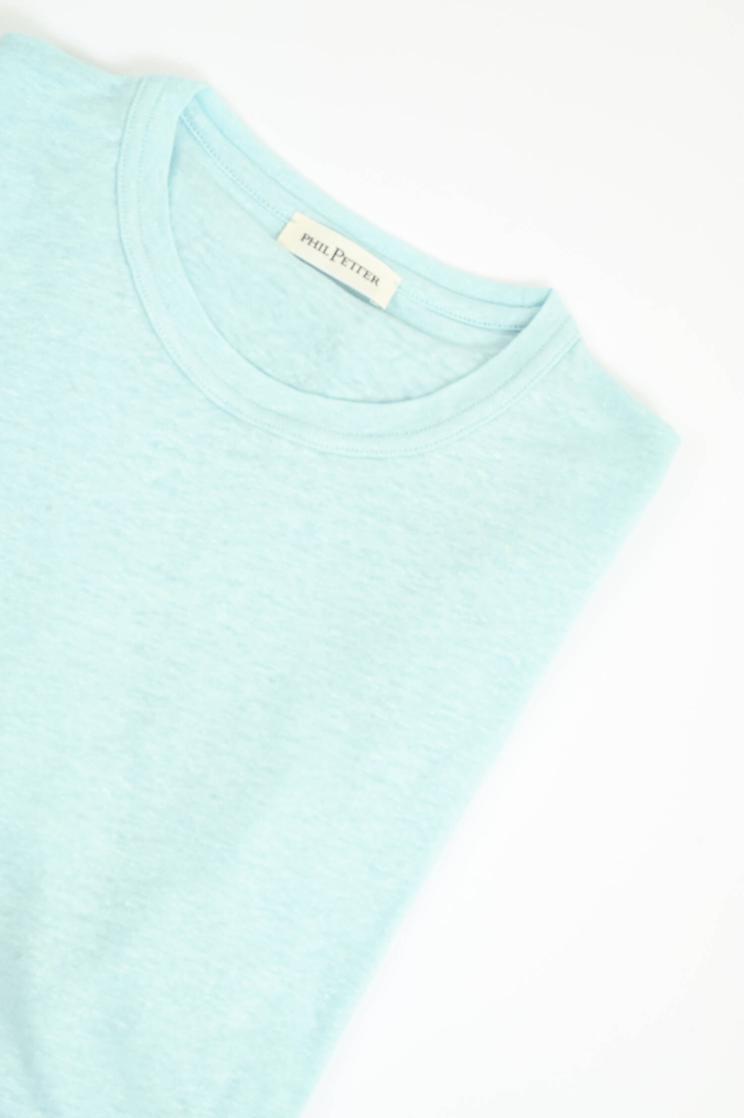 Kurzarm-Shirt aus Leinen in Türkis