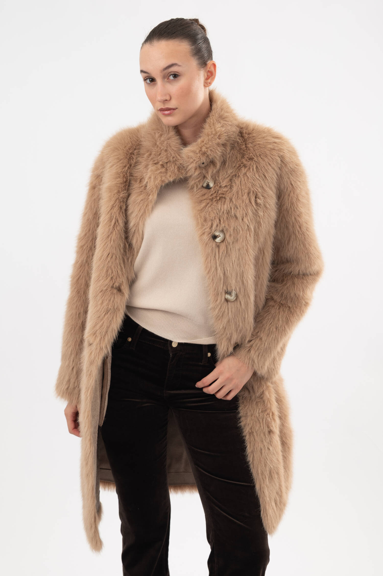 Faux-Fur-Mantel DINA TOSCANY in Camel Faux-Fur-Mantel DINA TOSCANY in Camel