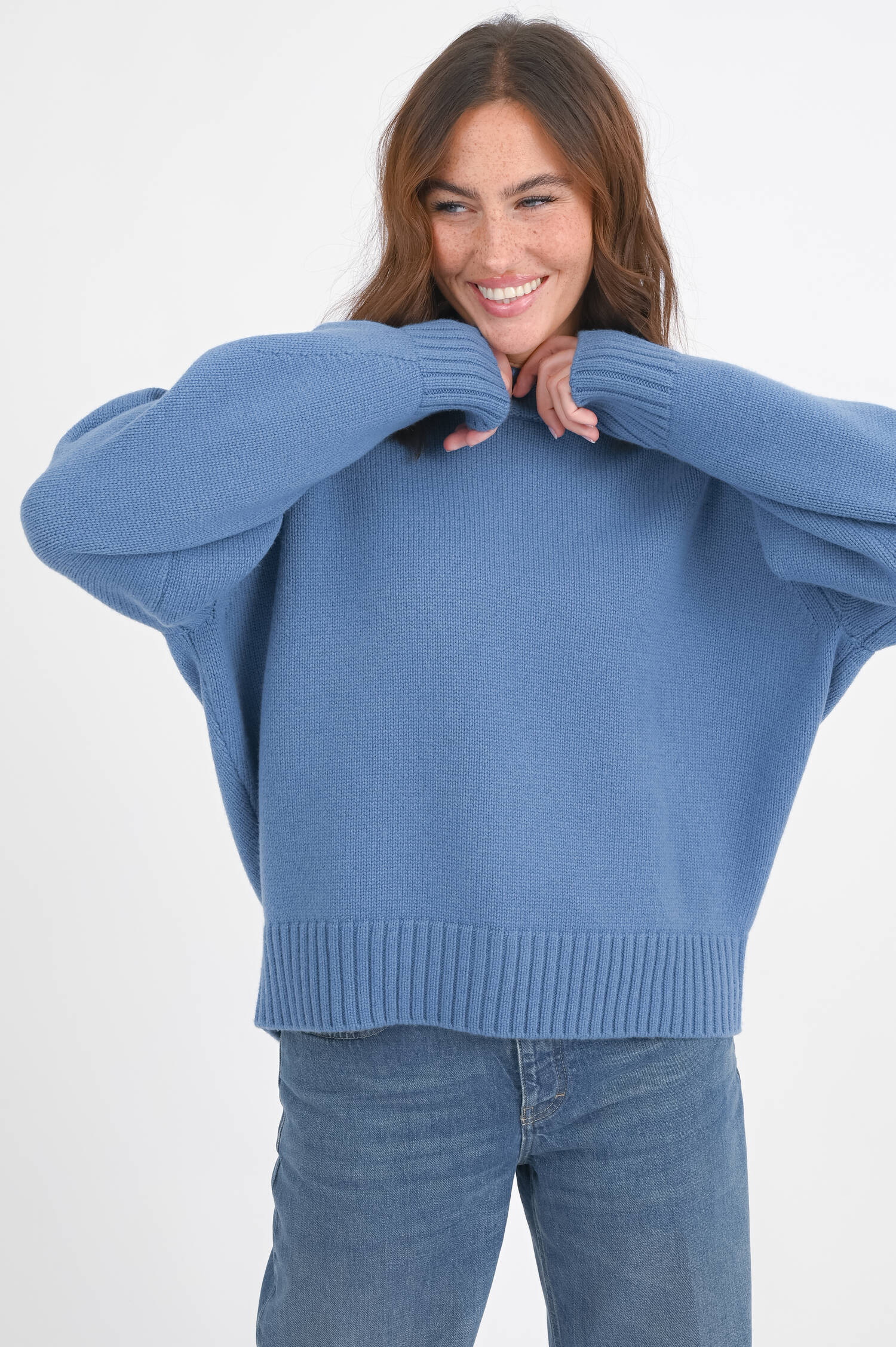 Pullover aus Wolle in Mittelblau