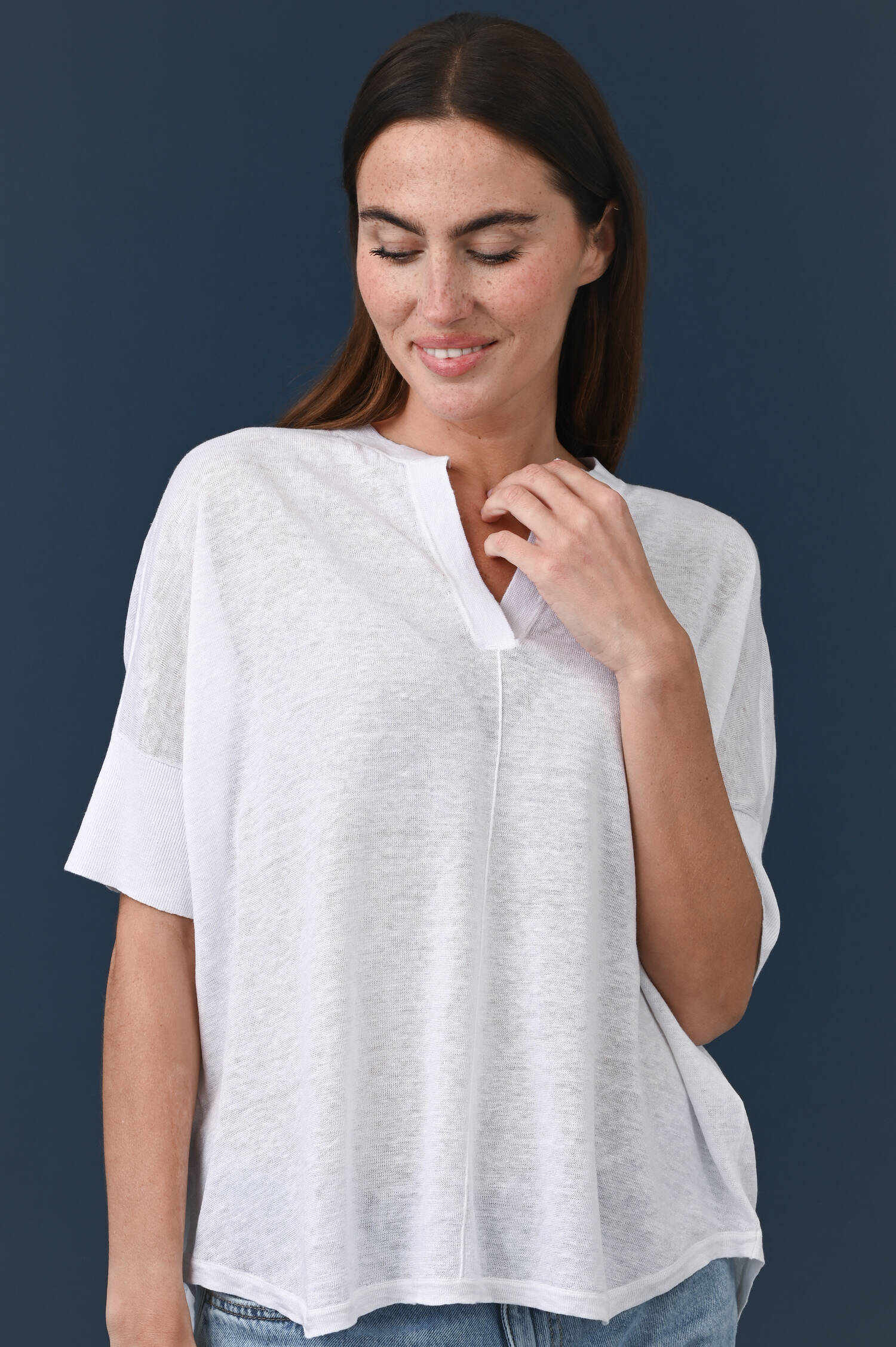 Leinenstricktop in Weiß